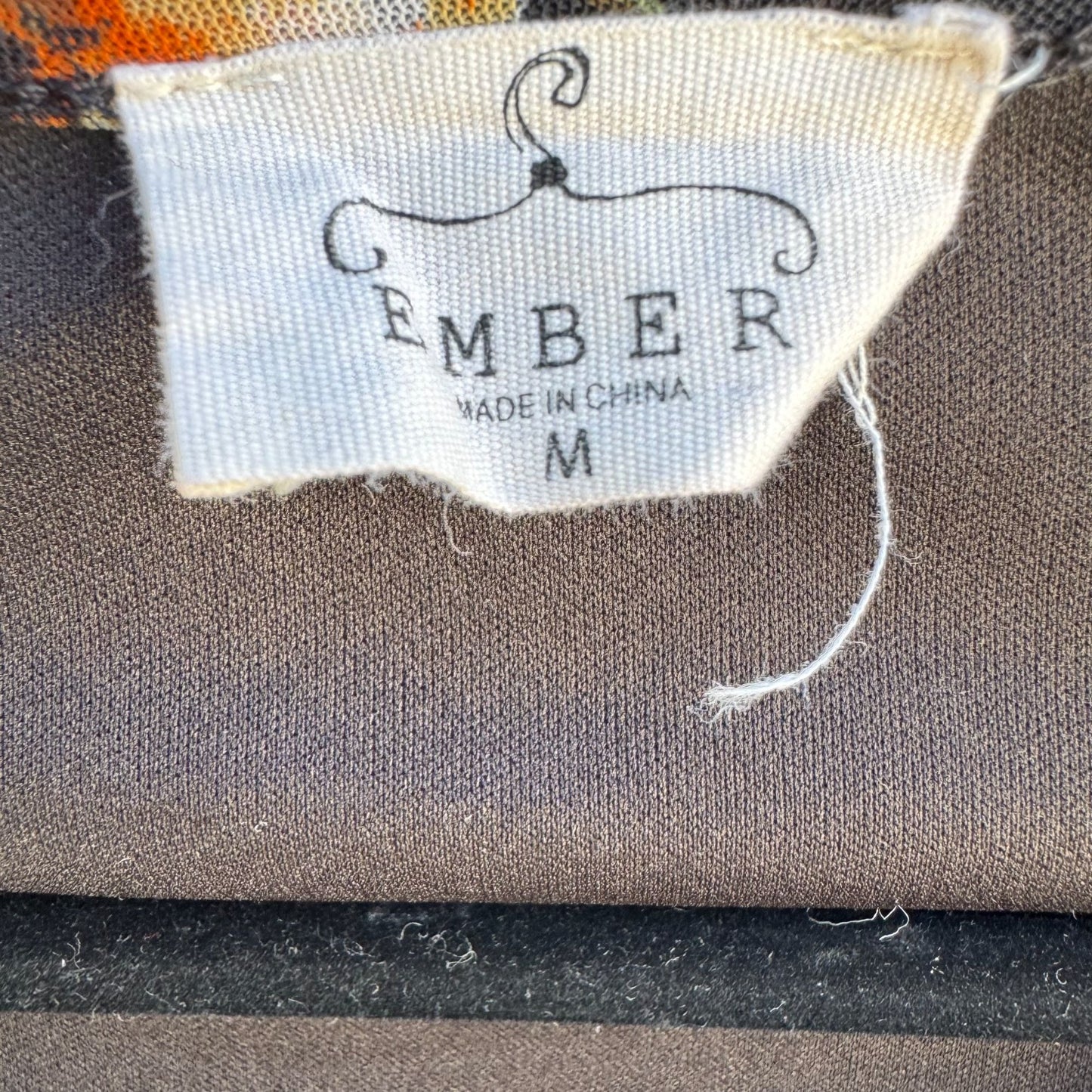 Ember Womens Floral Boho Ruched Bell Sleeves Elastic Hem Flowy Shirt Blouse M