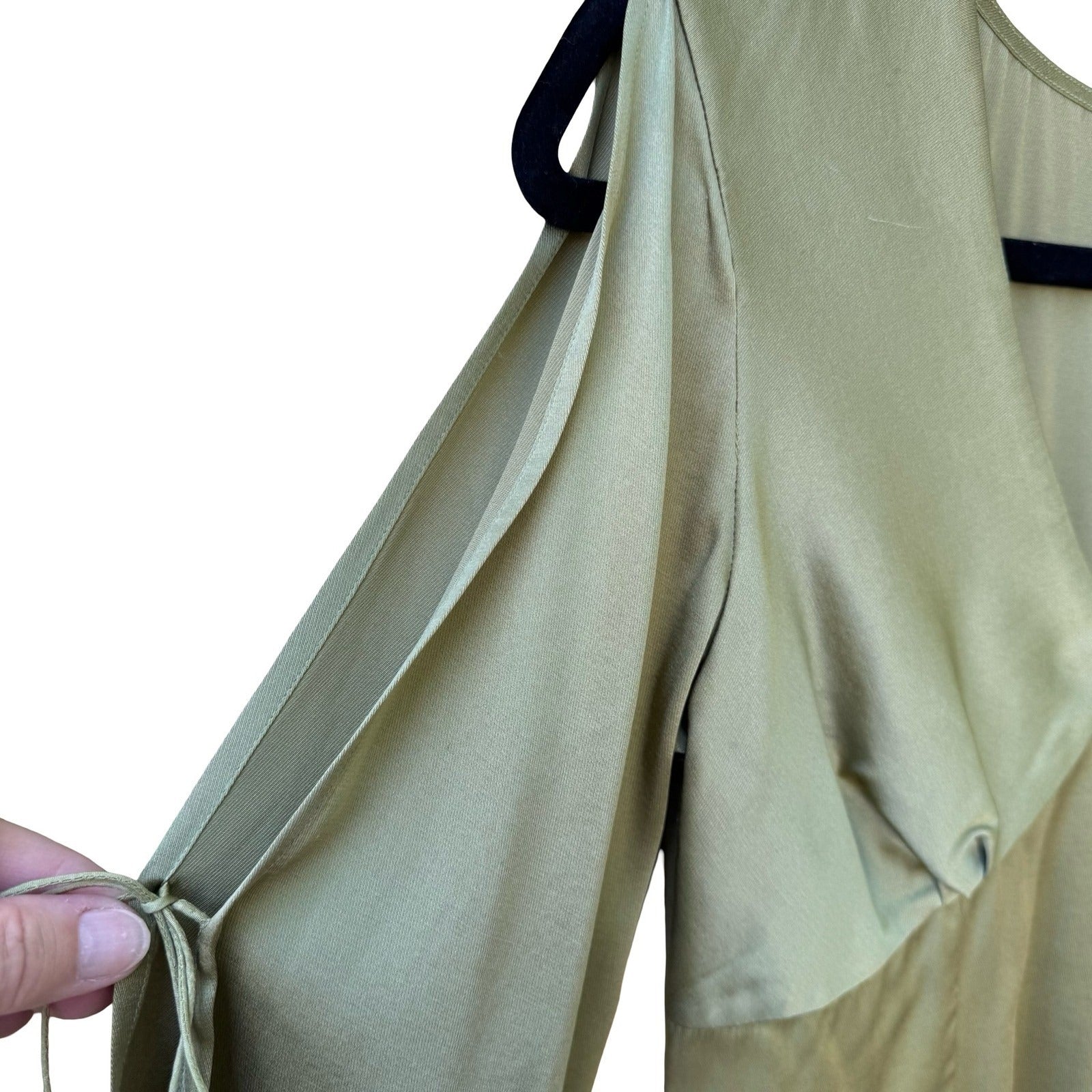 Filippa Y2K Ethereal Silk Blend Romantic Fairycore Split Sleeve Green Blouse 4