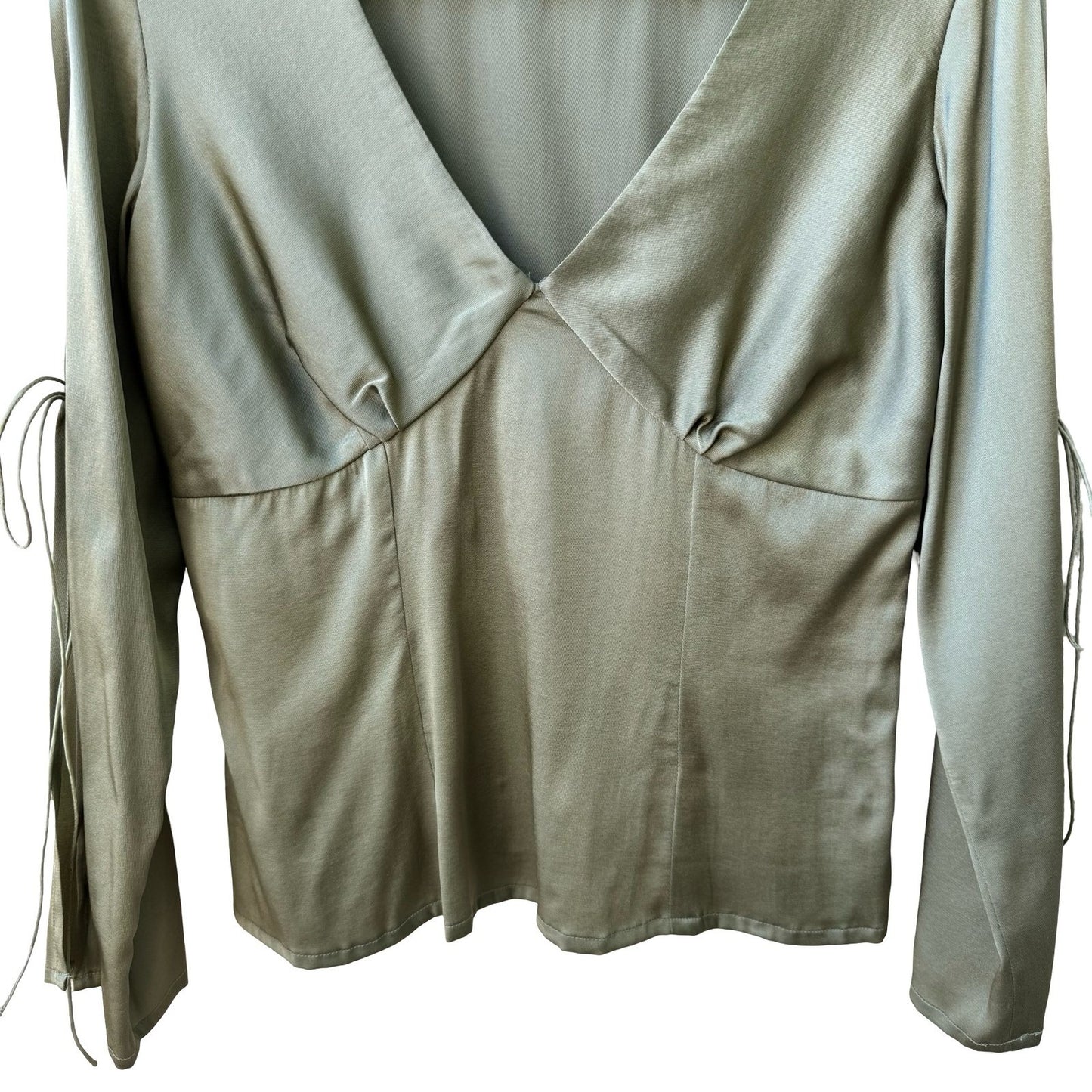Filippa Y2K Ethereal Silk Blend Romantic Fairycore Split Sleeve Green Blouse 4