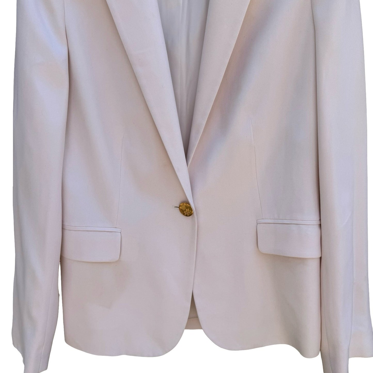 Lauren Ralph Lauren Womens 4 Luxury Silk Ivory Blazer Crest Preppy Old Money