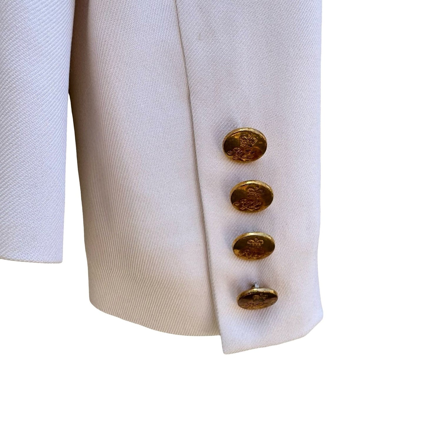 Lauren Ralph Lauren Womens 4 Luxury Silk Ivory Blazer Crest Preppy Old Money
