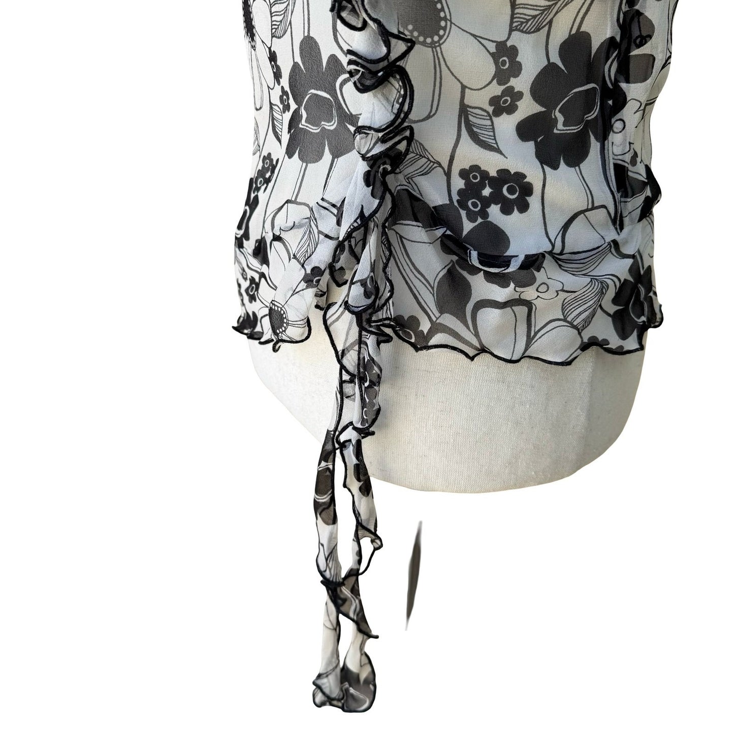 Derek Green Y2K Coquette Fairy Whimsygoth Floral Ruffle Chiffon Camisole Top NWT