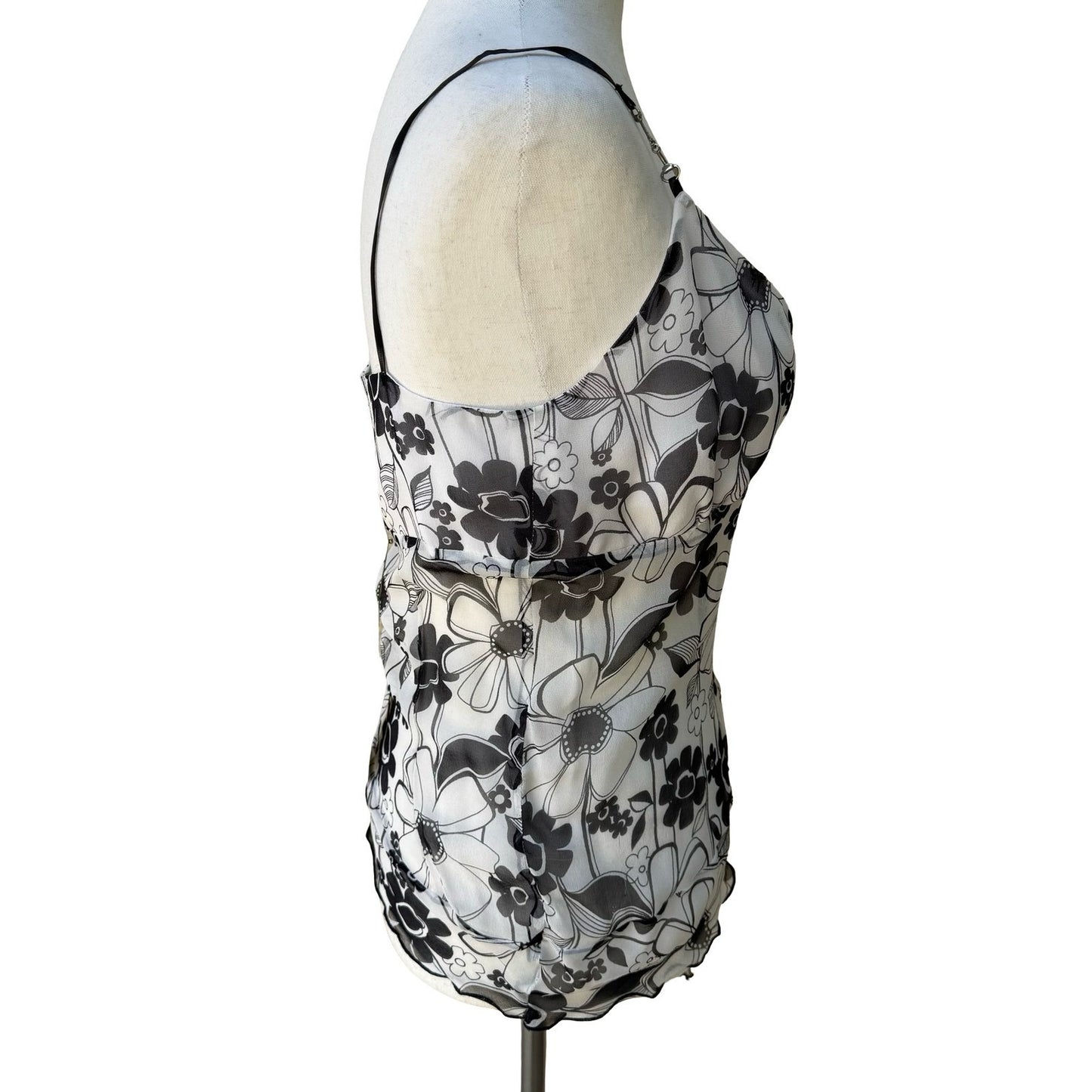 Derek Green Y2K Coquette Fairy Whimsygoth Floral Ruffle Chiffon Camisole Top NWT