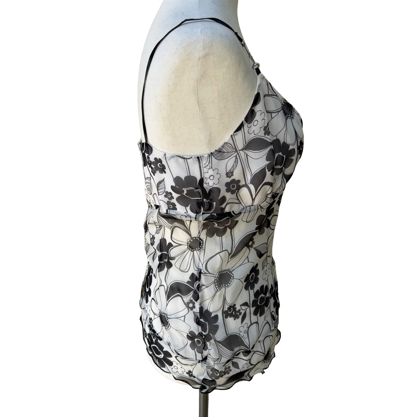 Derek Green Y2K Coquette Fairy Whimsygoth Floral Ruffle Chiffon Camisole Top NWT