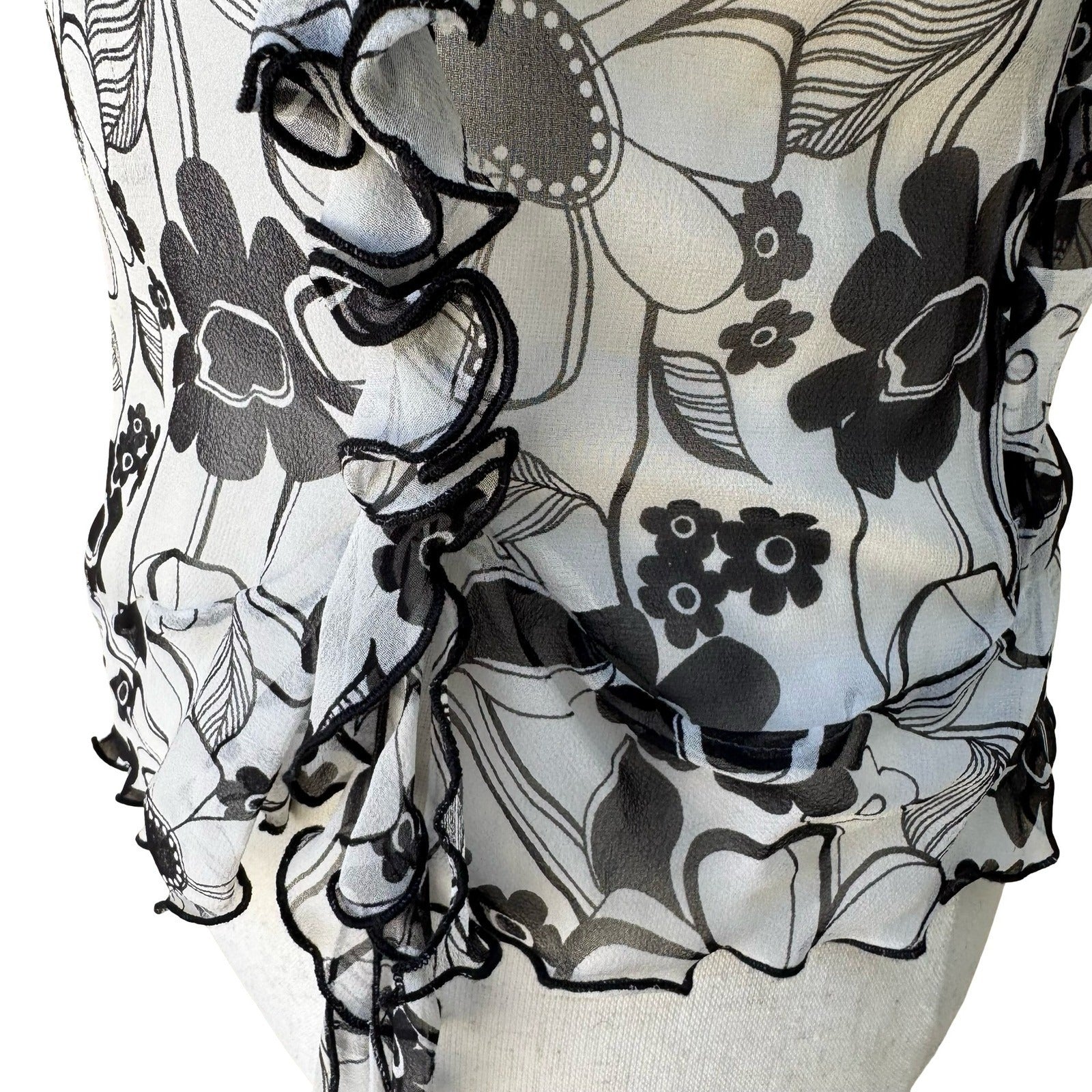 Derek Green Y2K Coquette Fairy Whimsygoth Floral Ruffle Chiffon Camisole Top NWT