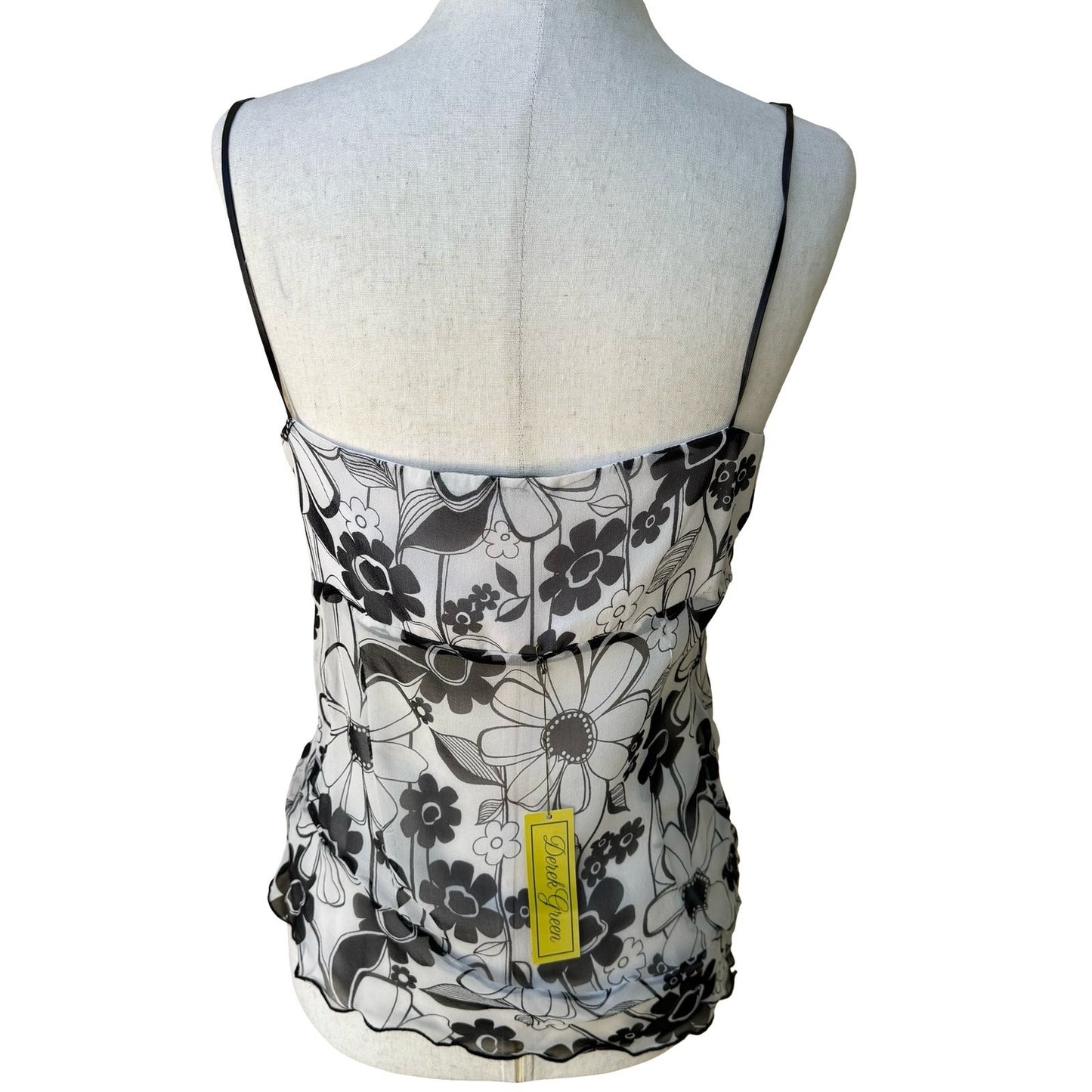 Derek Green Y2K Coquette Fairy Whimsygoth Floral Ruffle Chiffon Camisole Top NWT