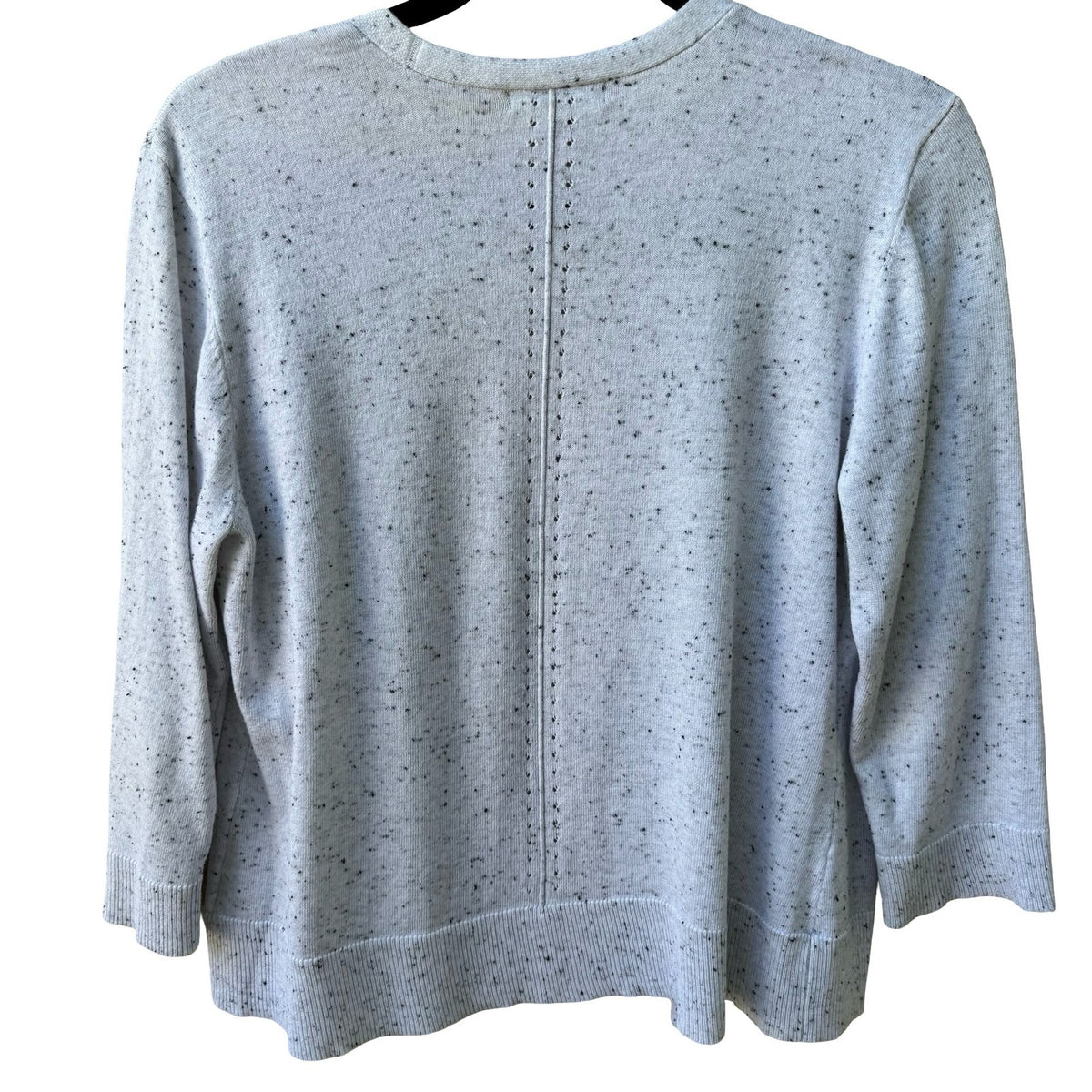 Verve Ami Minimalist Pointelle Layering Speckled Open Front Cardigan Grey L