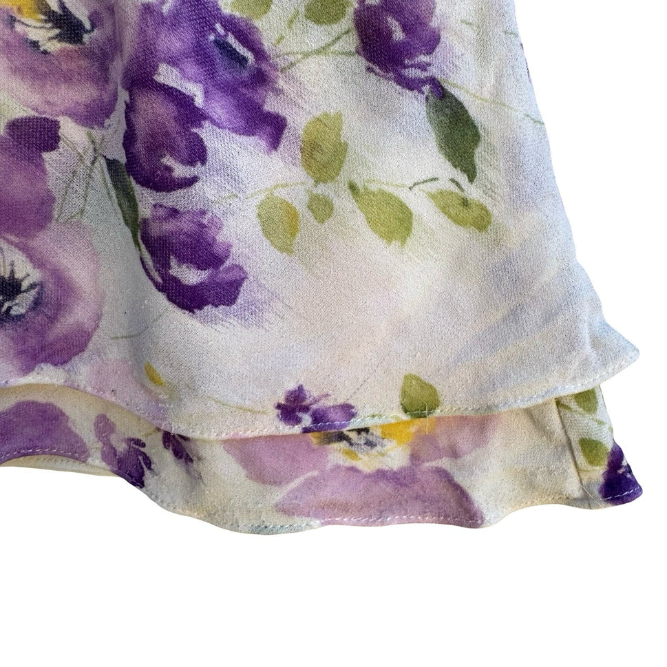 Linda Allard Ellen Tracy Silk Floral Romantic Feminine Purple Watercolor Top 8