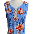 Switch MSK Mod Resortwear Tropical Floral O-Ring Sleeveless Jersey Shift Dress Blue L 3 image