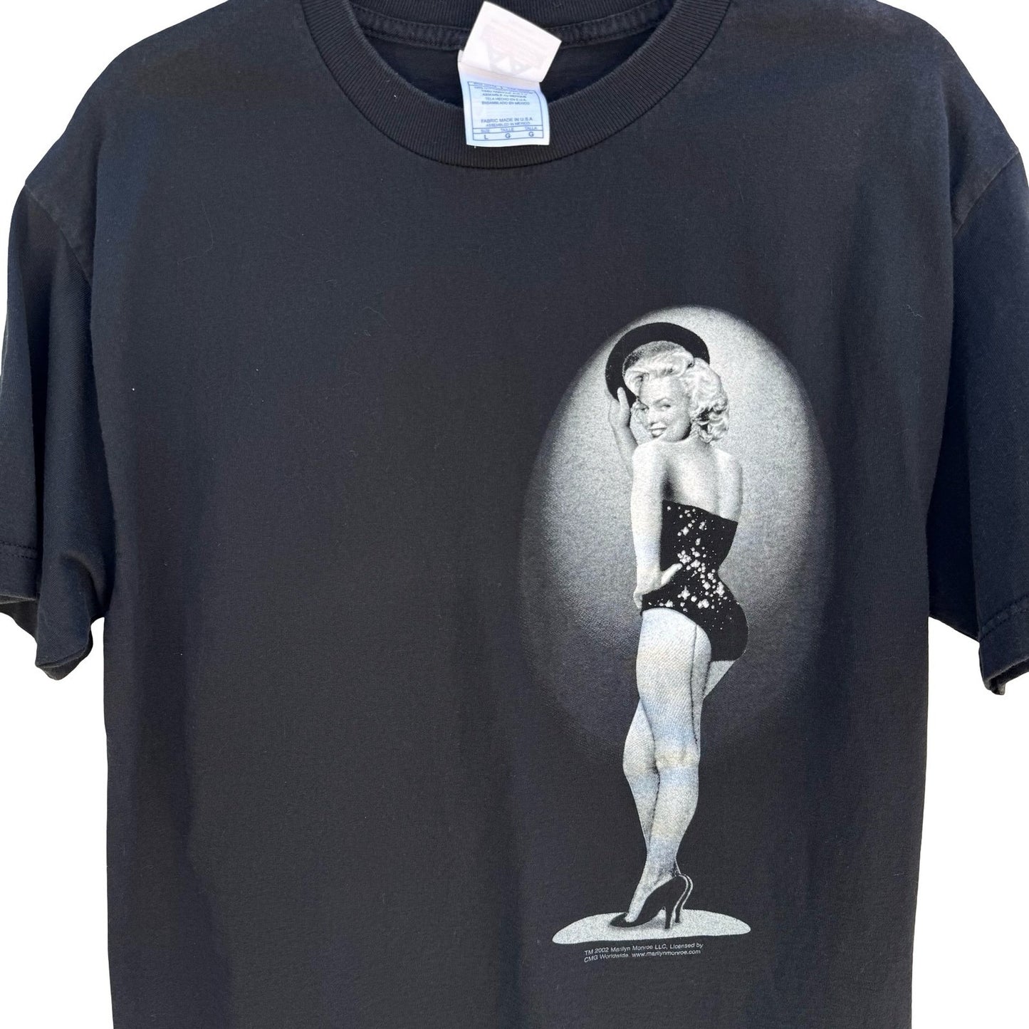 Marilyn Monroe Vintage Y2K AAA Graphic Tee Shirt Mens L Black Pin Up Hollywood