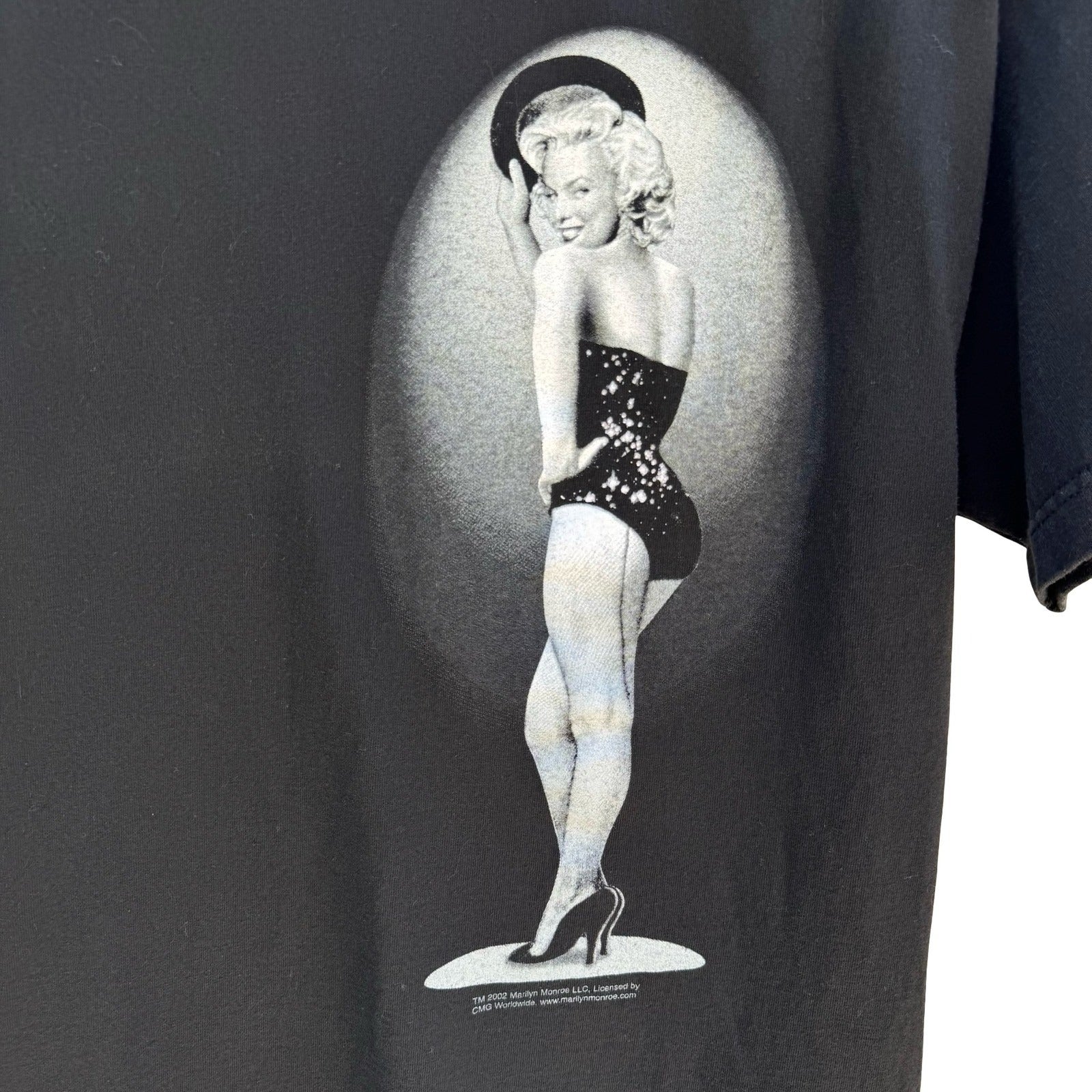 Marilyn Monroe Vintage Y2K AAA Graphic Tee Shirt Mens L Black Pin Up Hollywood
