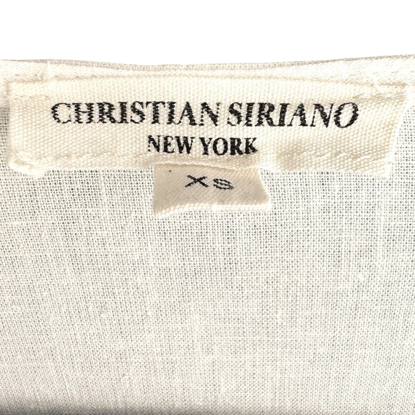 Christian Siriano Linen Eyelet Lace Up Blouse Coastal White XS Cottage Bohemian