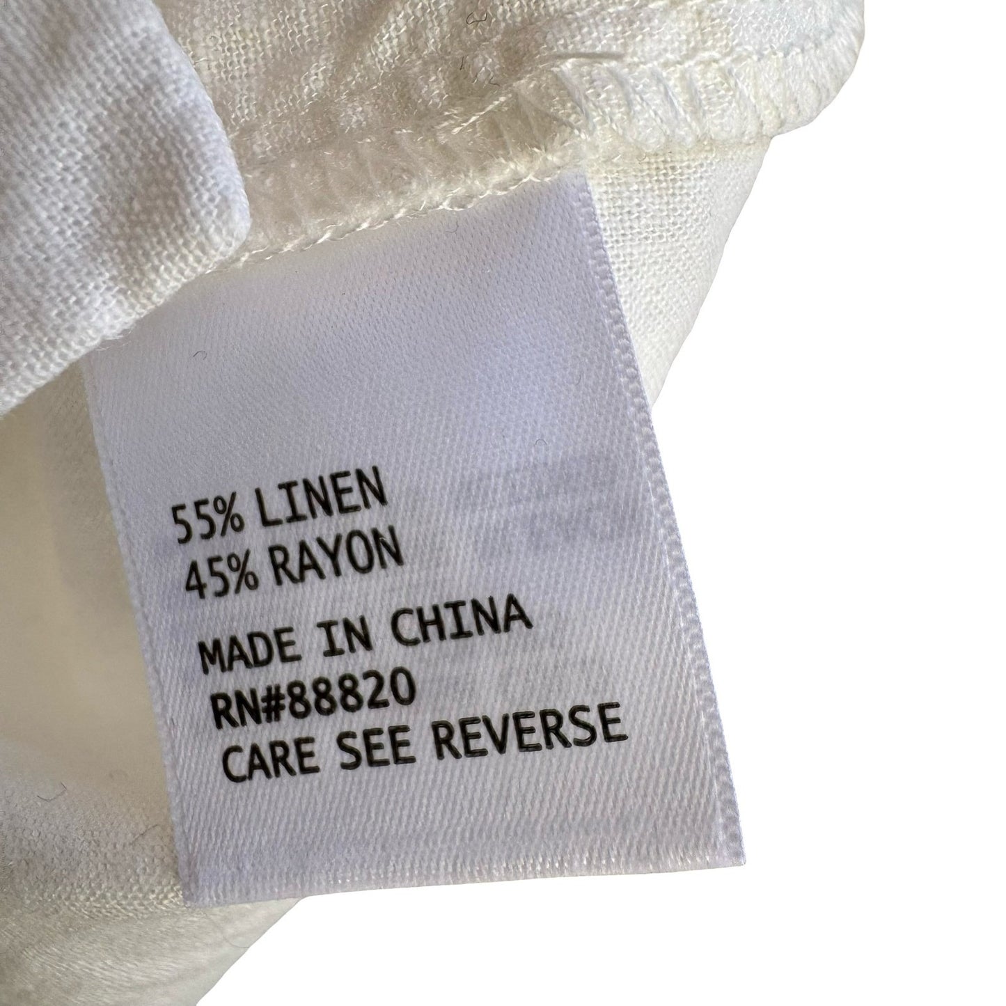 Christian Siriano Linen Eyelet Lace Up Blouse Coastal White XS Cottage Bohemian