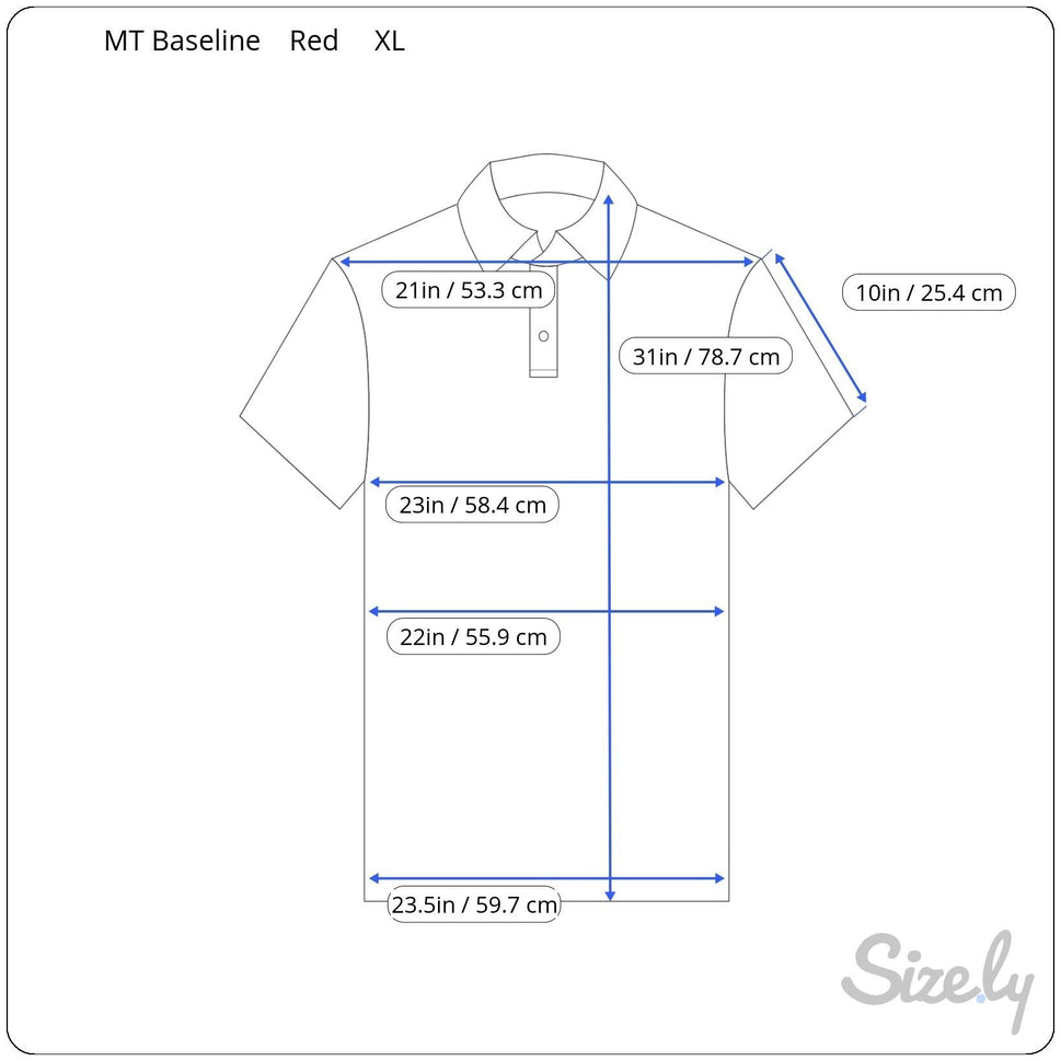 MT Base Line California Mens Red Pre-Shrunk Cotton Short Sleeve Polo Shirt XL