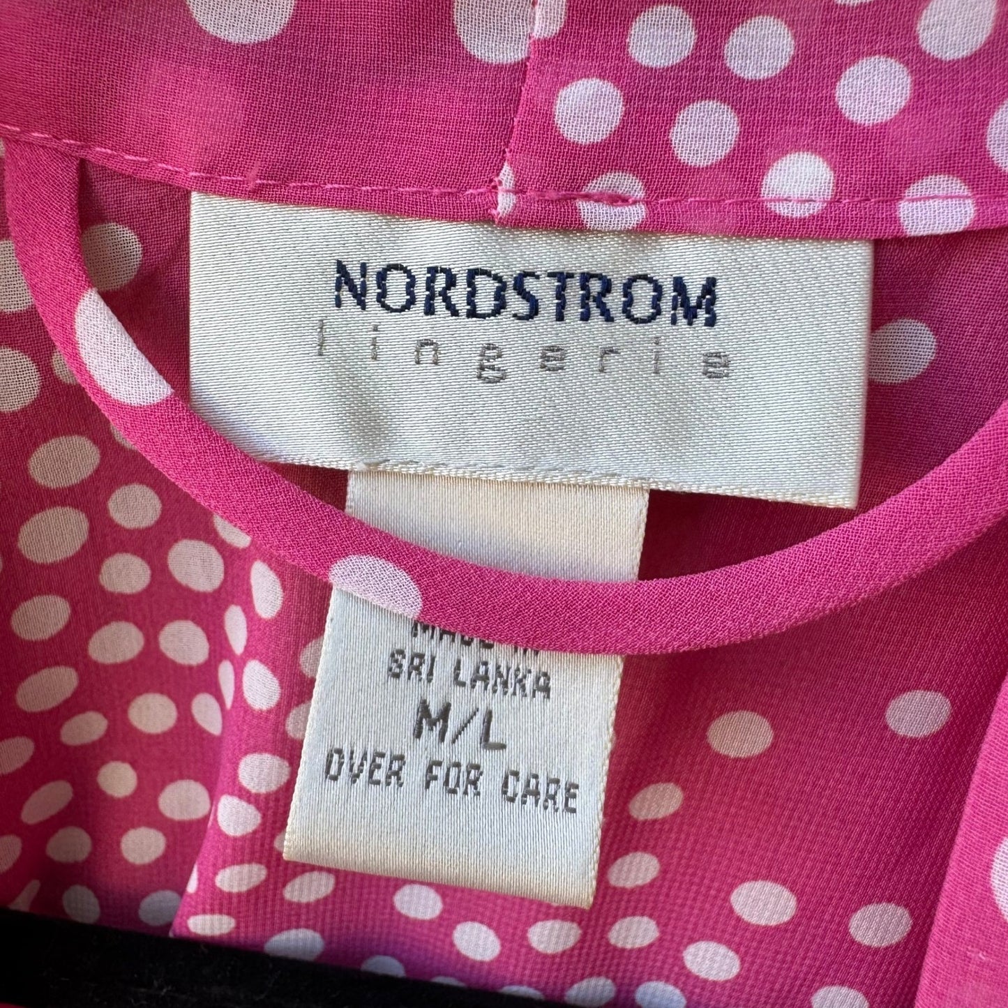 Nordstrom Lingerie Coquette Romantic Pink Polka Dot Sheer Chiffon Robe M/L NWT