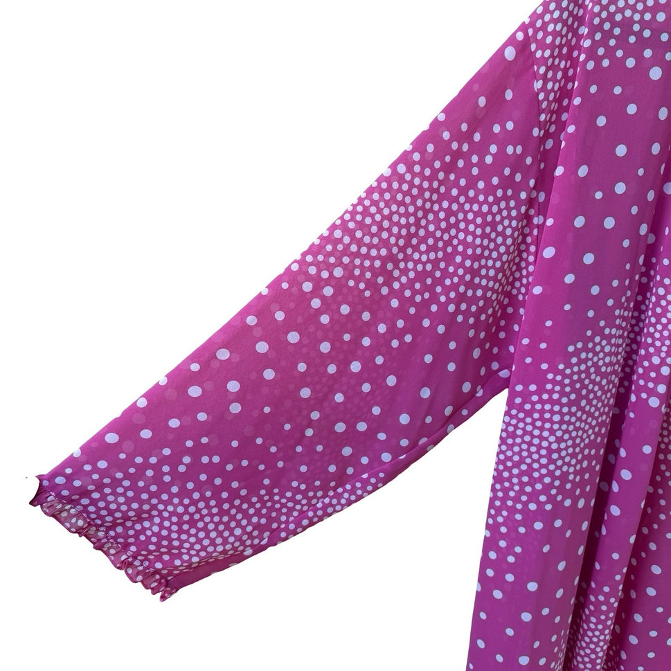 Nordstrom Lingerie Coquette Romantic Pink Polka Dot Sheer Chiffon Robe M/L NWT