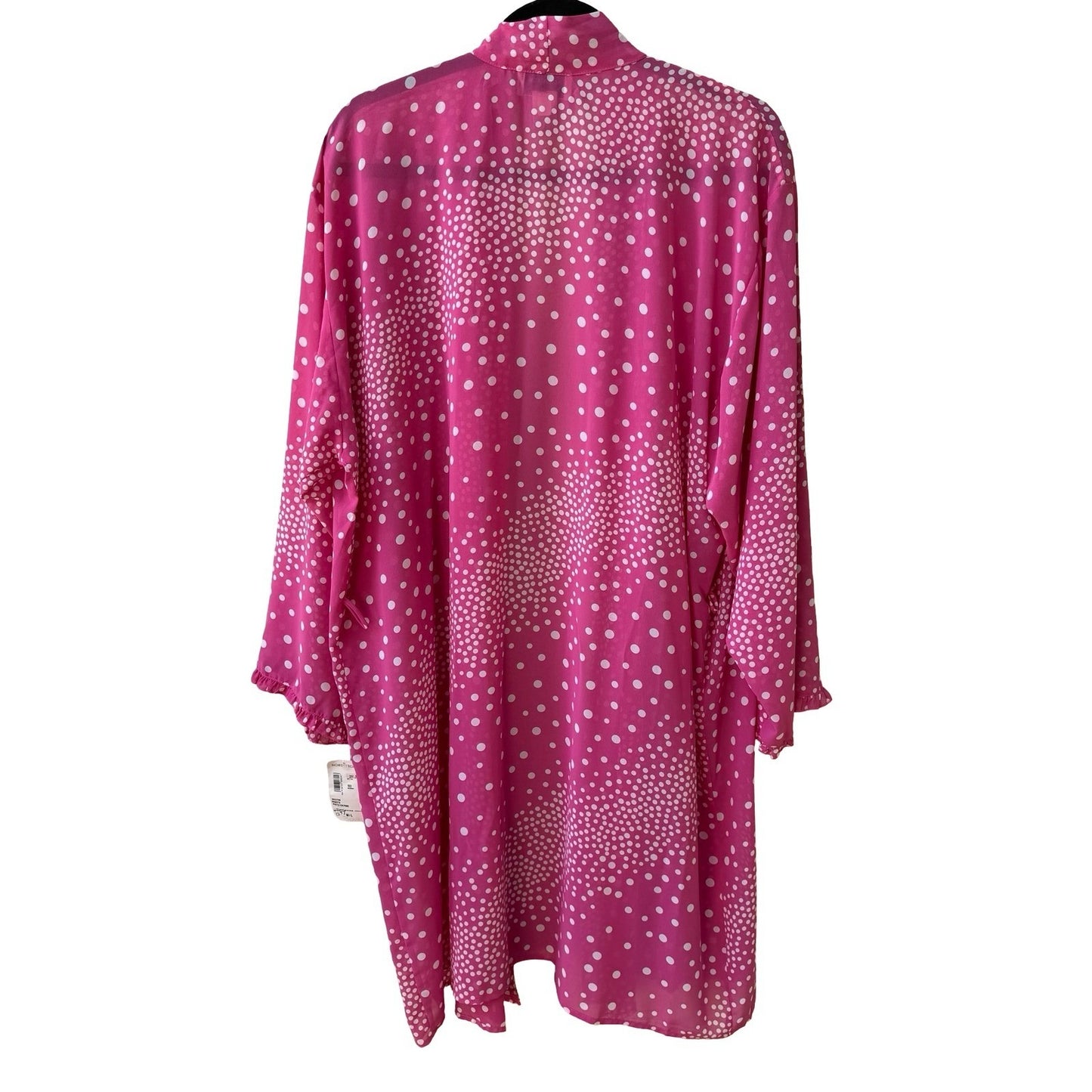 Nordstrom Lingerie Coquette Romantic Pink Polka Dot Sheer Chiffon Robe M/L NWT