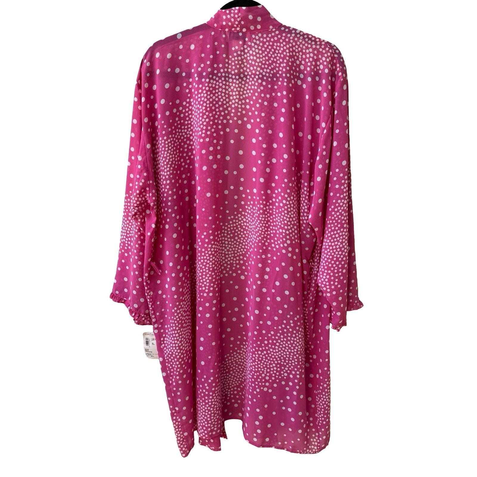 Nordstrom Lingerie Coquette Romantic Pink Polka Dot Sheer Chiffon Robe M/L NWT