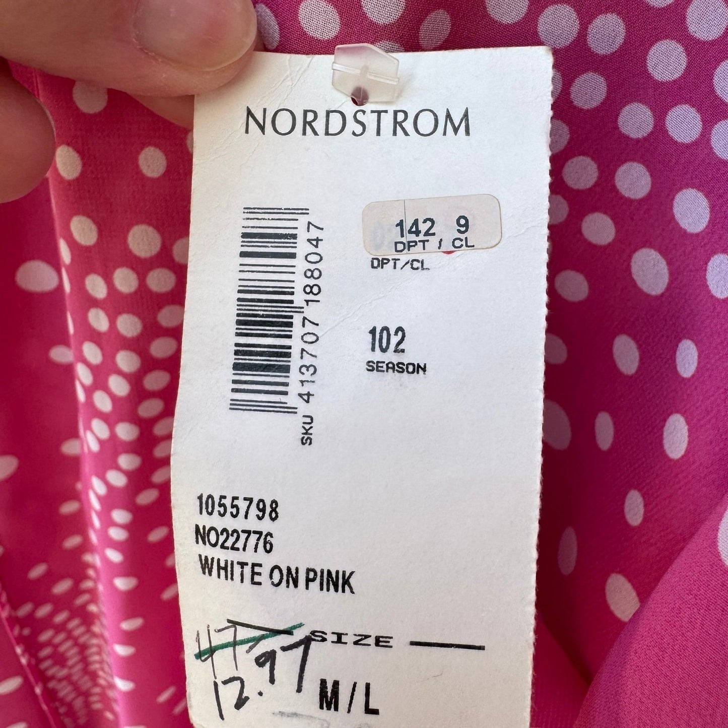 Nordstrom Lingerie Coquette Romantic Pink Polka Dot Sheer Chiffon Robe M/L NWT