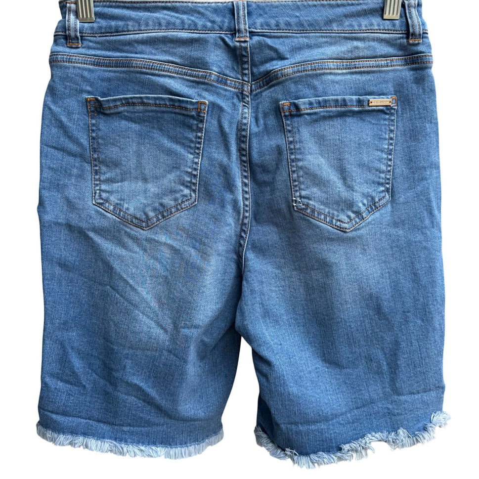 G By Giuliana Womens Stretch Casual Denim Blue Frayed Hem Long Bermuda Shorts 8