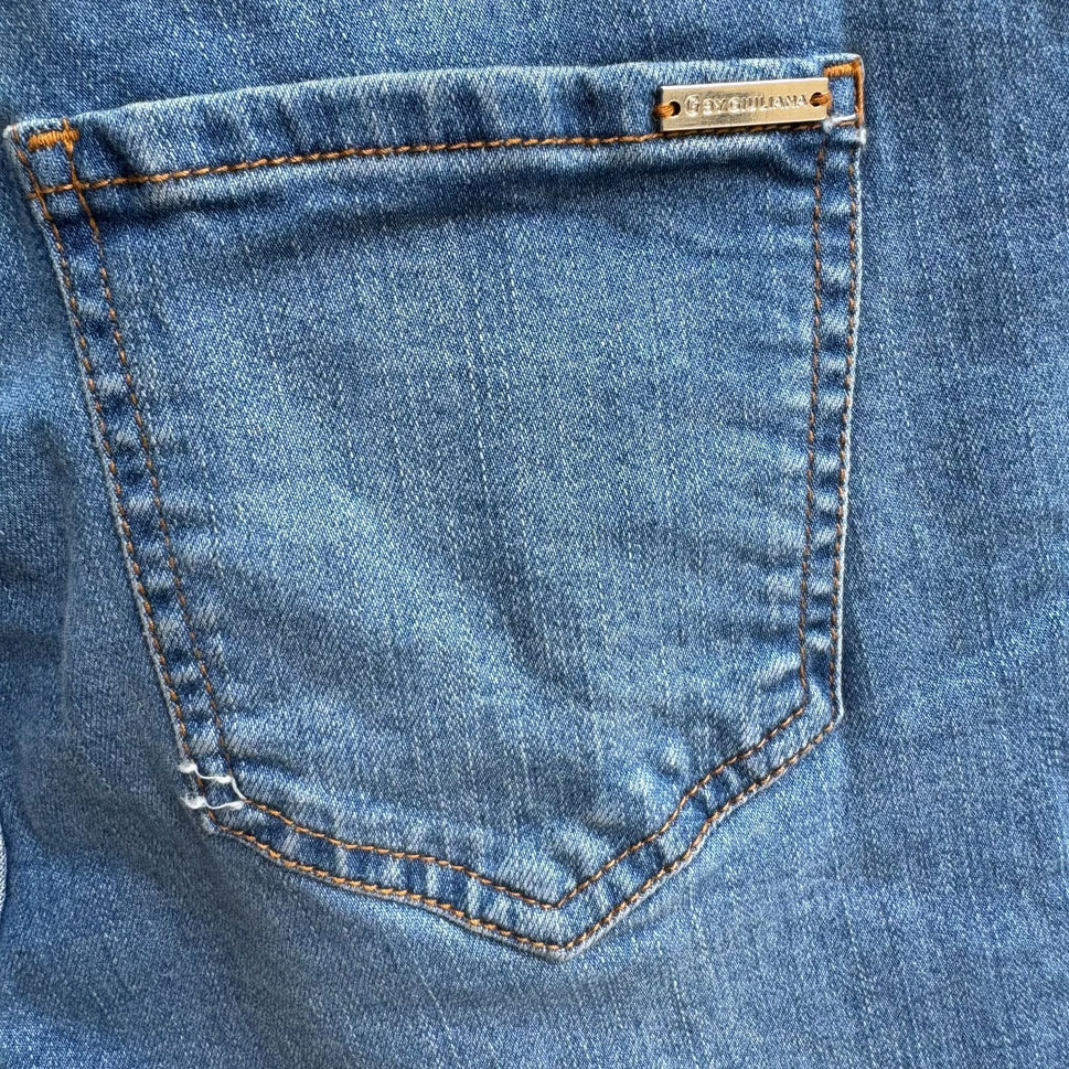 G By Giuliana Womens Stretch Casual Denim Blue Frayed Hem Long Bermuda Shorts 8