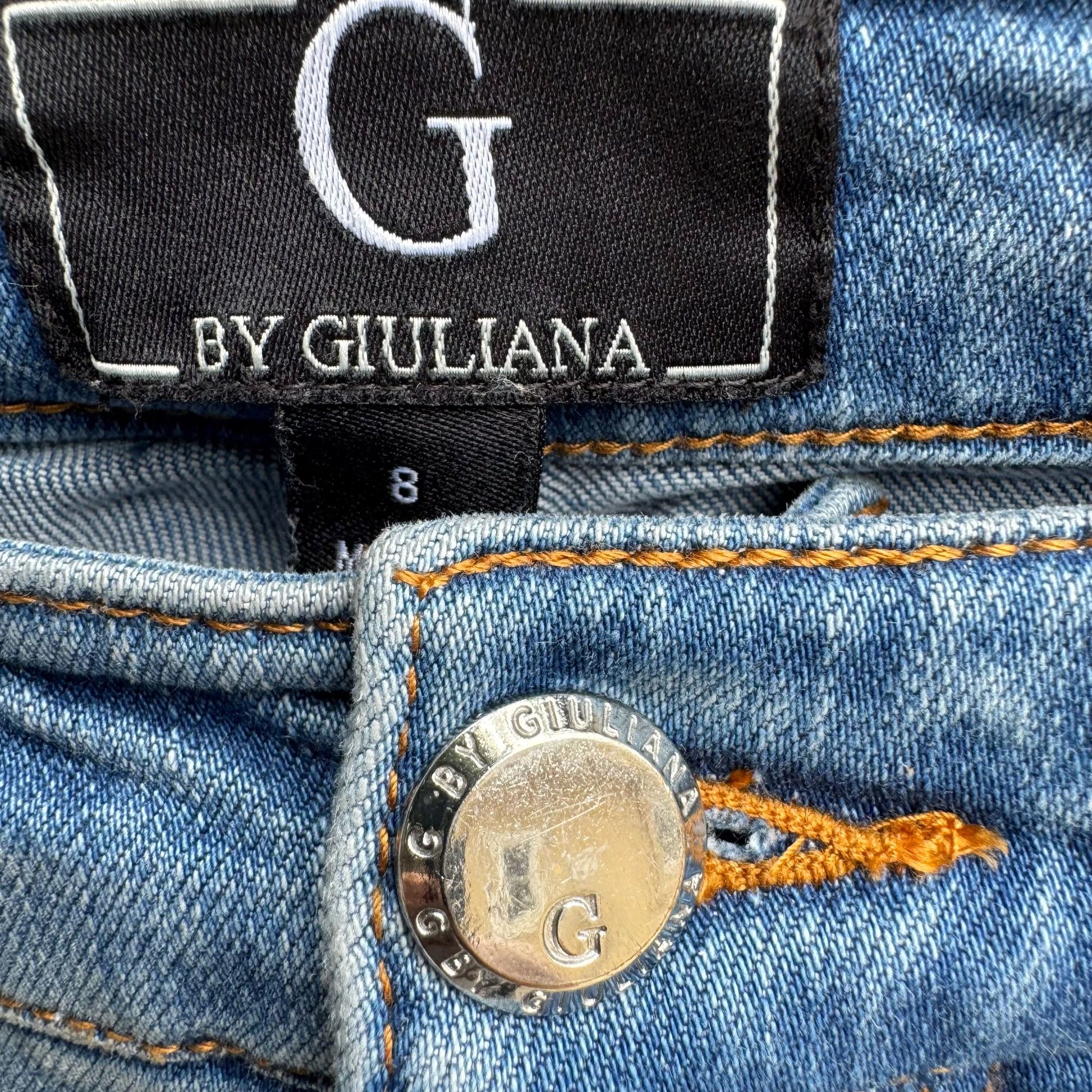 G By Giuliana Womens Stretch Casual Denim Blue Frayed Hem Long Bermuda Shorts 8