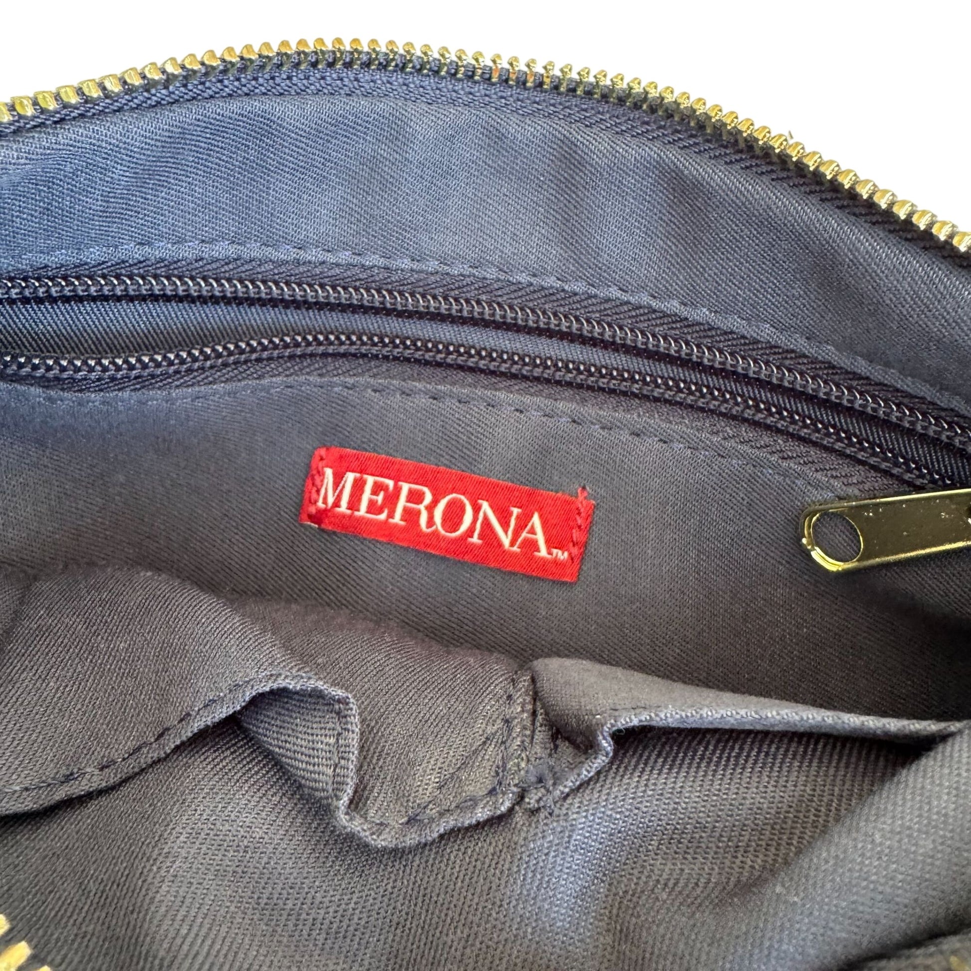Merona Navy Blue Merona Faux Leather Detachable Tassel Gold Hardware Zip Pouch