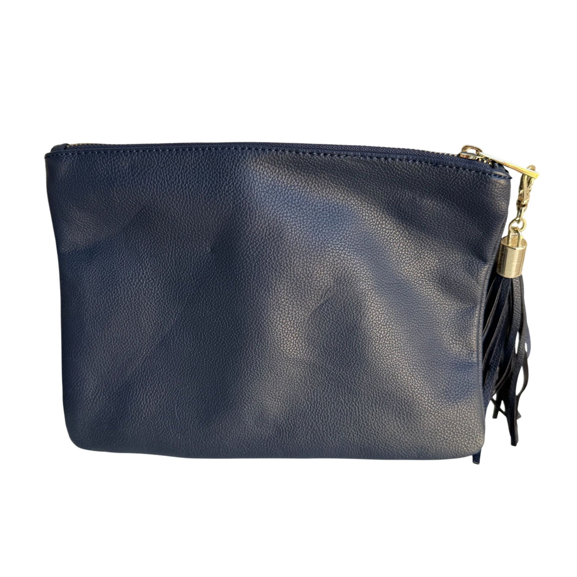 Merona Navy Blue Merona Faux Leather Detachable Tassel Gold Hardware Zip Pouch