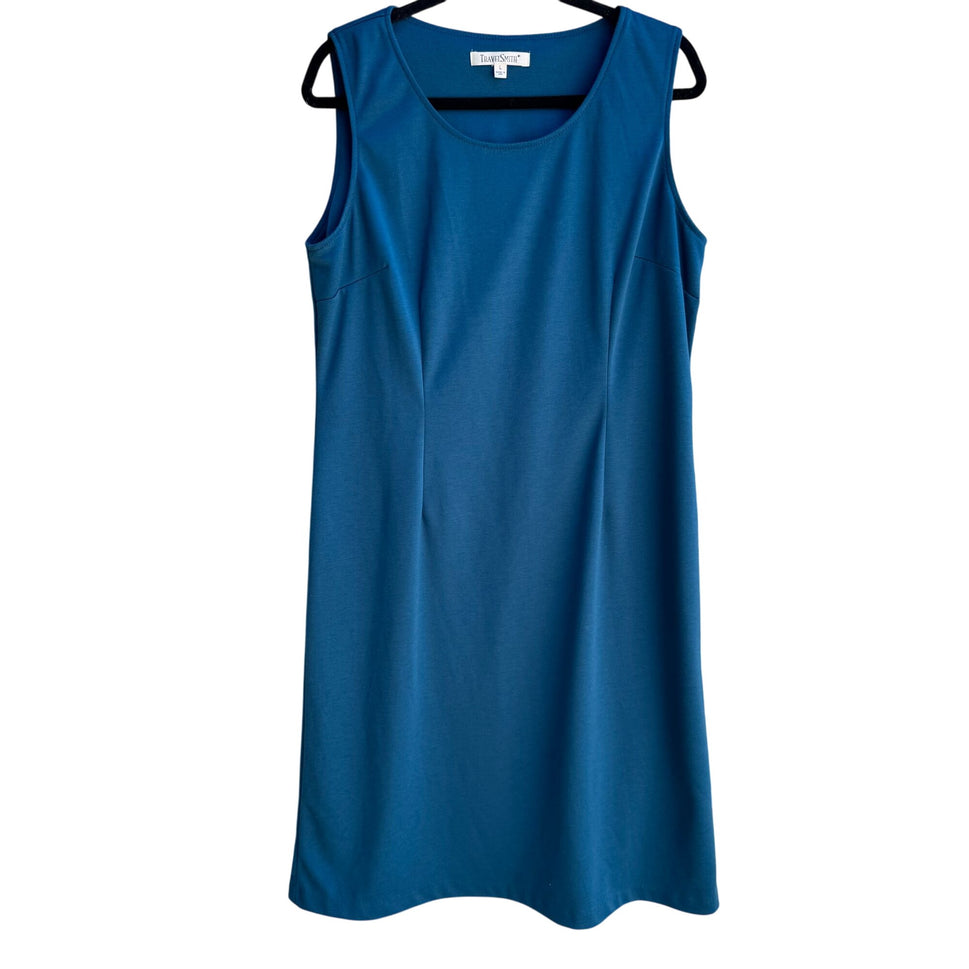TravelSmith Womens Paneled Sleeveless Teal Stretch Pencil Sheath Maxi Dress L