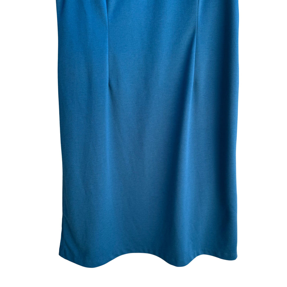 TravelSmith Womens Paneled Sleeveless Teal Stretch Pencil Sheath Maxi Dress L