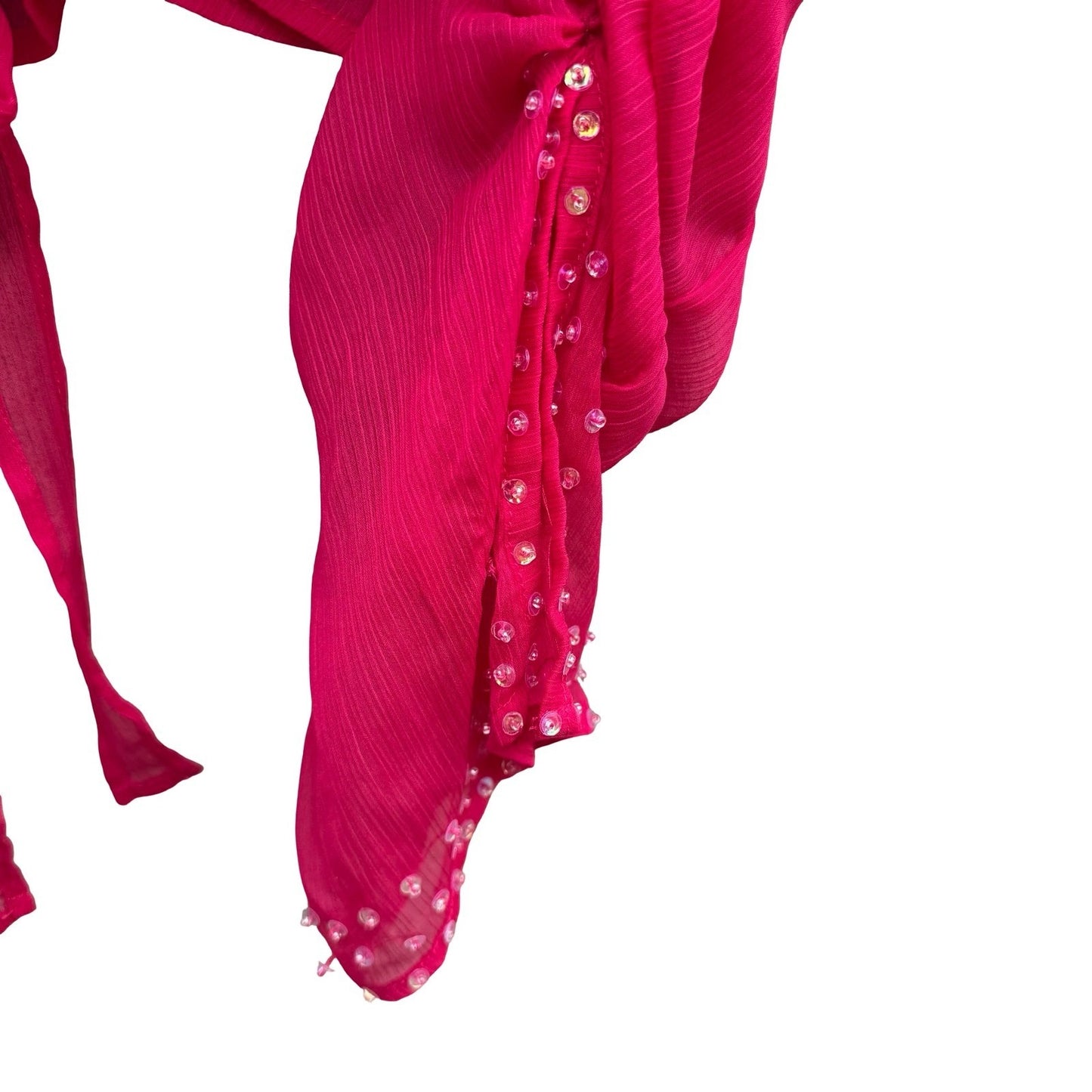 Metro 7 Y2K Womens L Pink Sequin Tie Front Sheer Cropped Shrug Bolero Glam Party