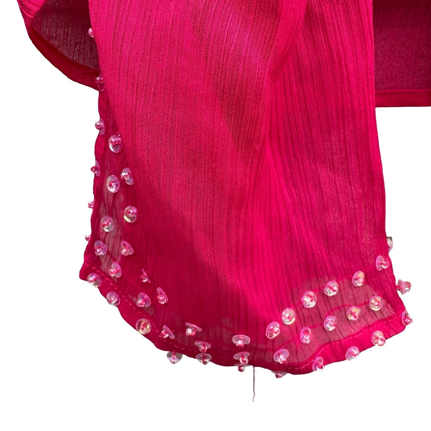 Metro 7 Y2K Womens L Pink Sequin Tie Front Sheer Cropped Shrug Bolero Glam Party