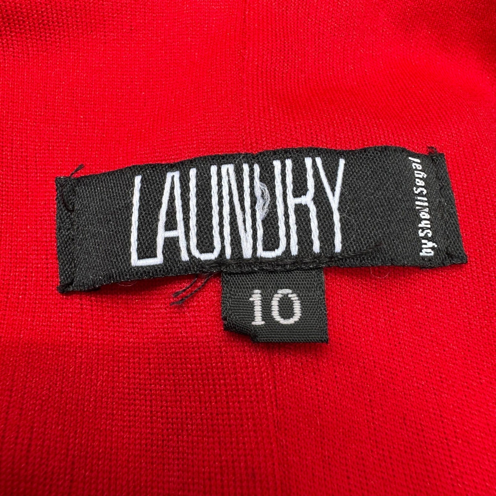 Laundry by Shelli Segal Red Twist Knot V-Neck Sheath Cocktail Dress 10 Pinup
