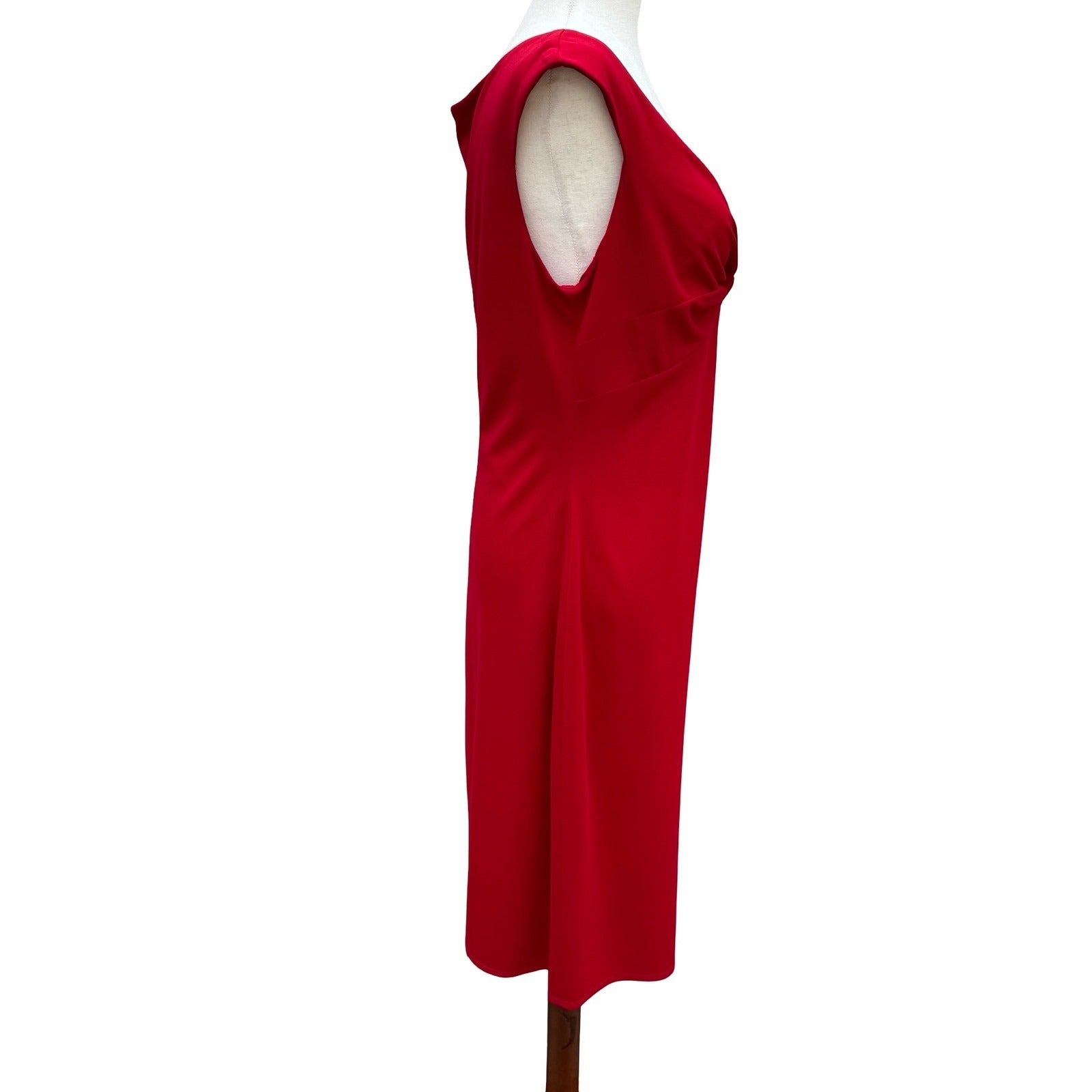 Laundry by Shelli Segal Red Twist Knot V-Neck Sheath Cocktail Dress 10 Pinup
