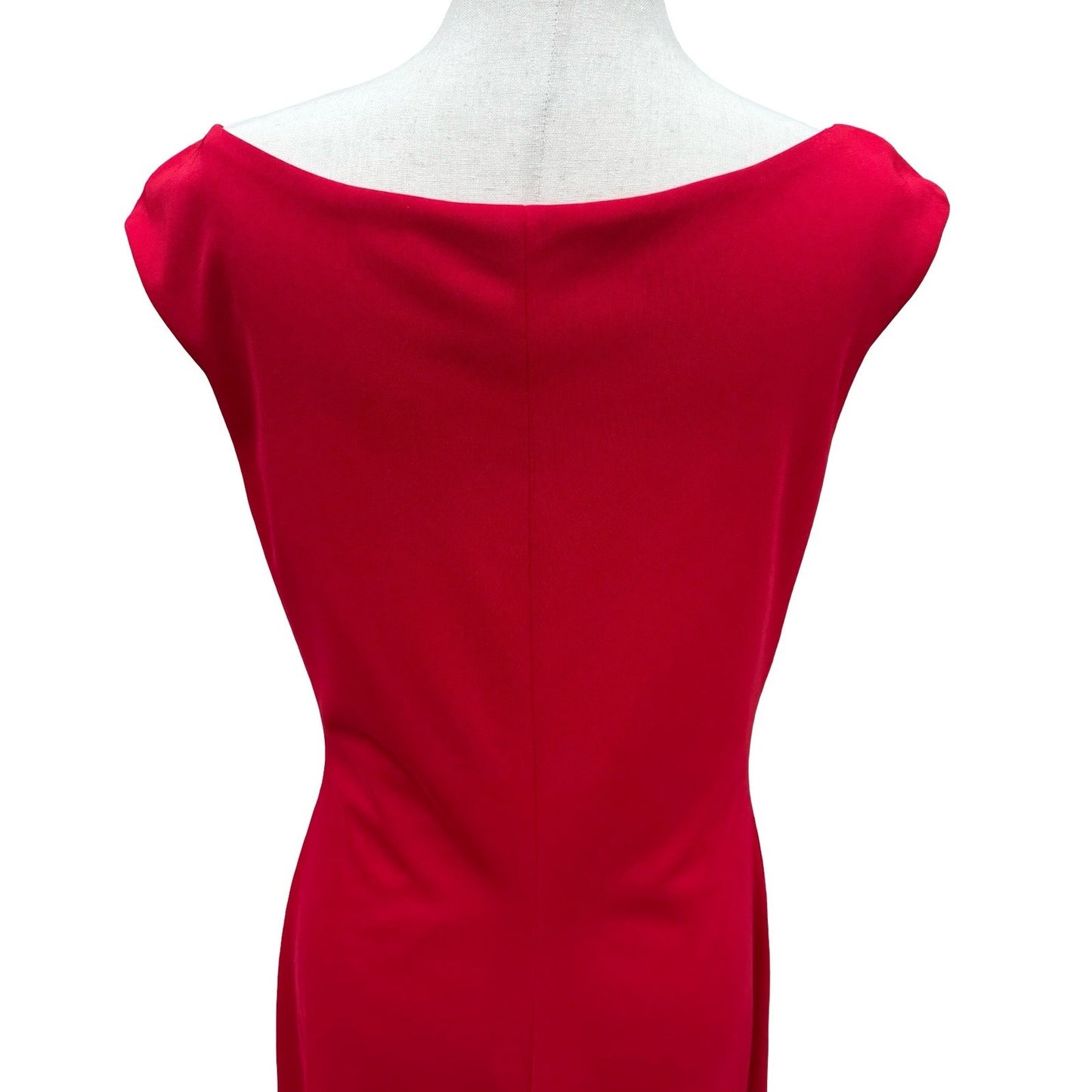 Laundry by Shelli Segal Red Twist Knot V-Neck Sheath Cocktail Dress 10 Pinup