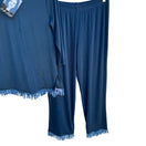 Switch Carolyn Strauss Collection Womens Blue Animal Print Fringe Top Crop Pants Set 3 image