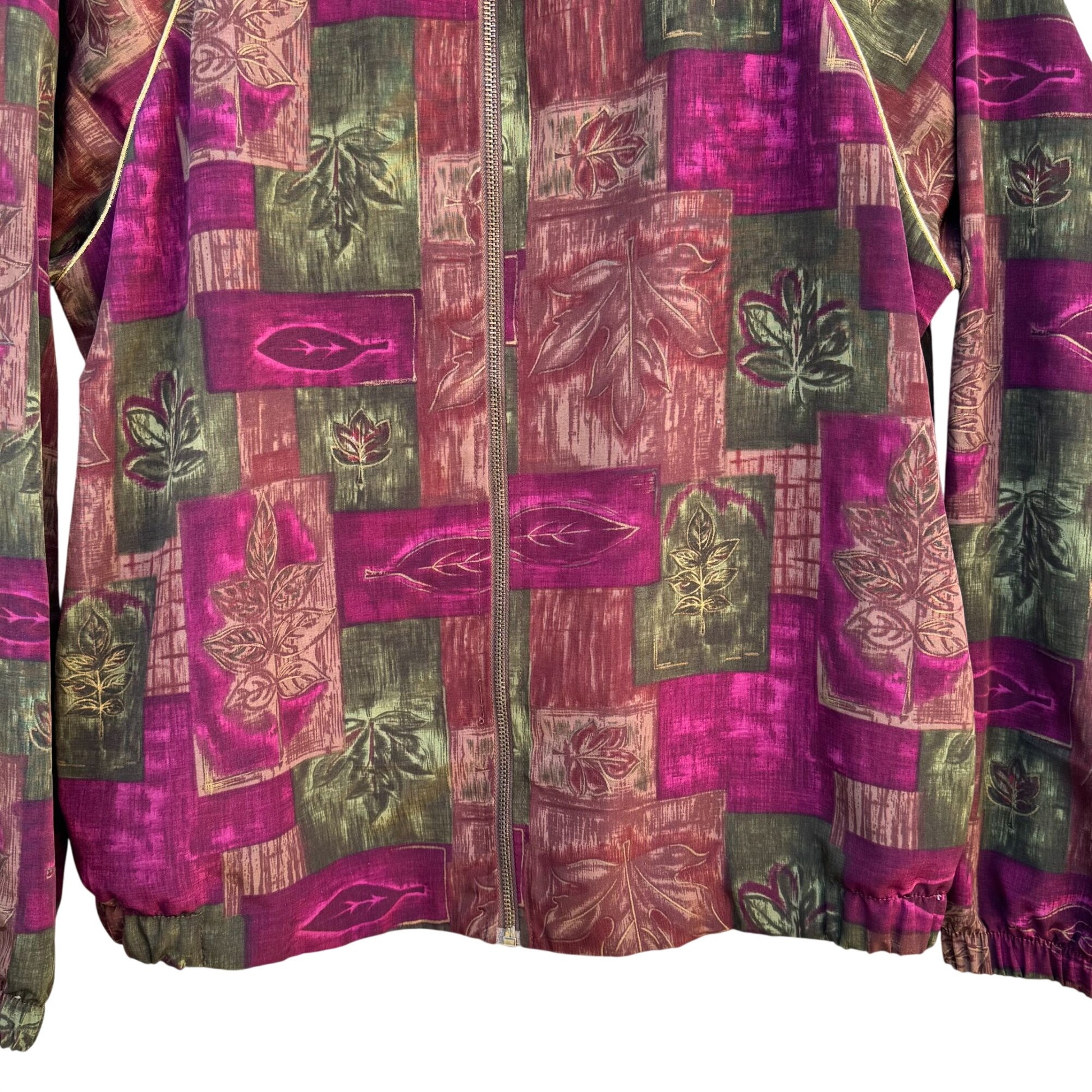 Teddi Vintage 80 Womens S Oversized Patchwork Fall Colors Zip Bomber Jacket