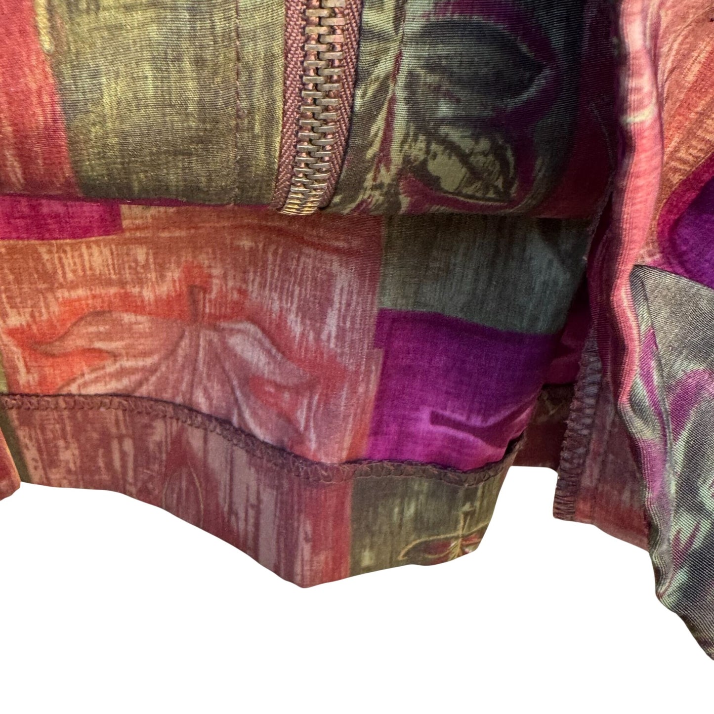 Teddi Vintage 80 Womens S Oversized Patchwork Fall Colors Zip Bomber Jacket