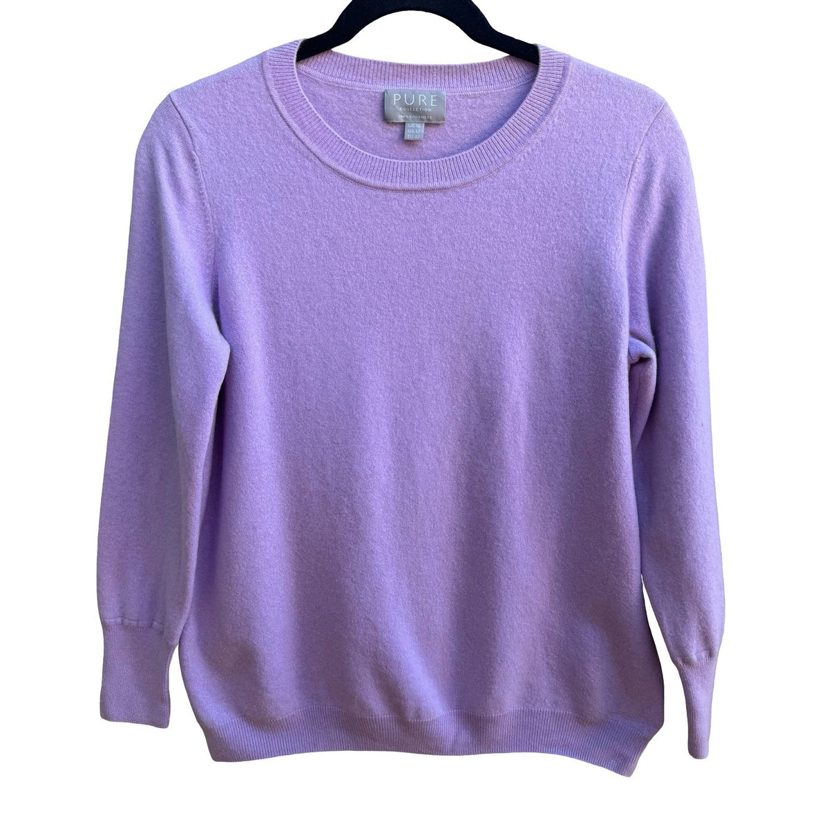 Pure Collection 100% Cashmere Quiet Luxury Preppy Old Money Sweater Lilac 12