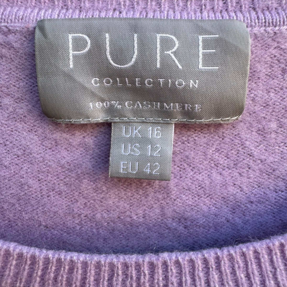 Pure Collection 100% Cashmere Quiet Luxury Preppy Old Money Sweater Lilac 12