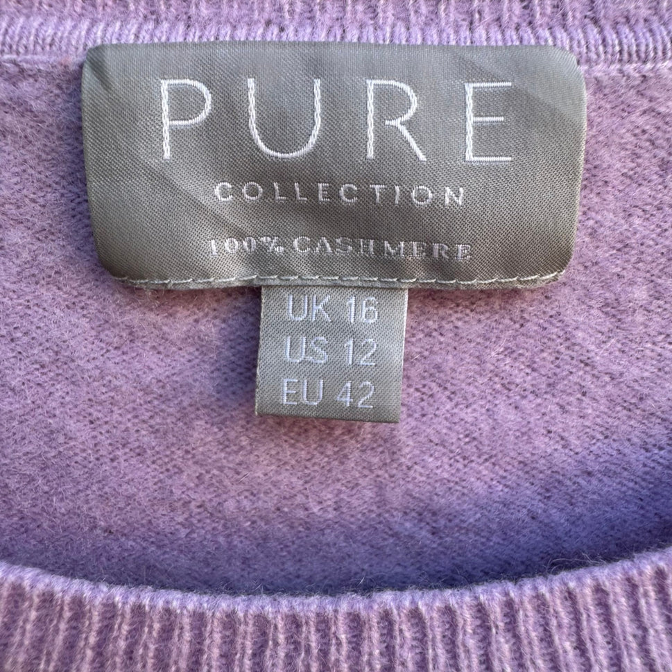 Pure Collection 100% Cashmere Quiet Luxury Preppy Old Money Sweater Lilac 12