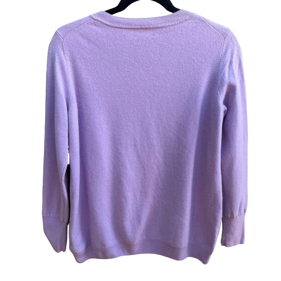 Pure Collection 100% Cashmere Quiet Luxury Preppy Old Money Sweater Lilac 12