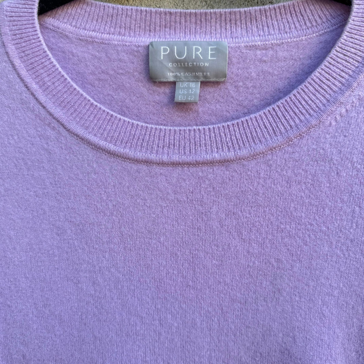 Pure Collection 100% Cashmere Quiet Luxury Preppy Old Money Sweater Lilac 12