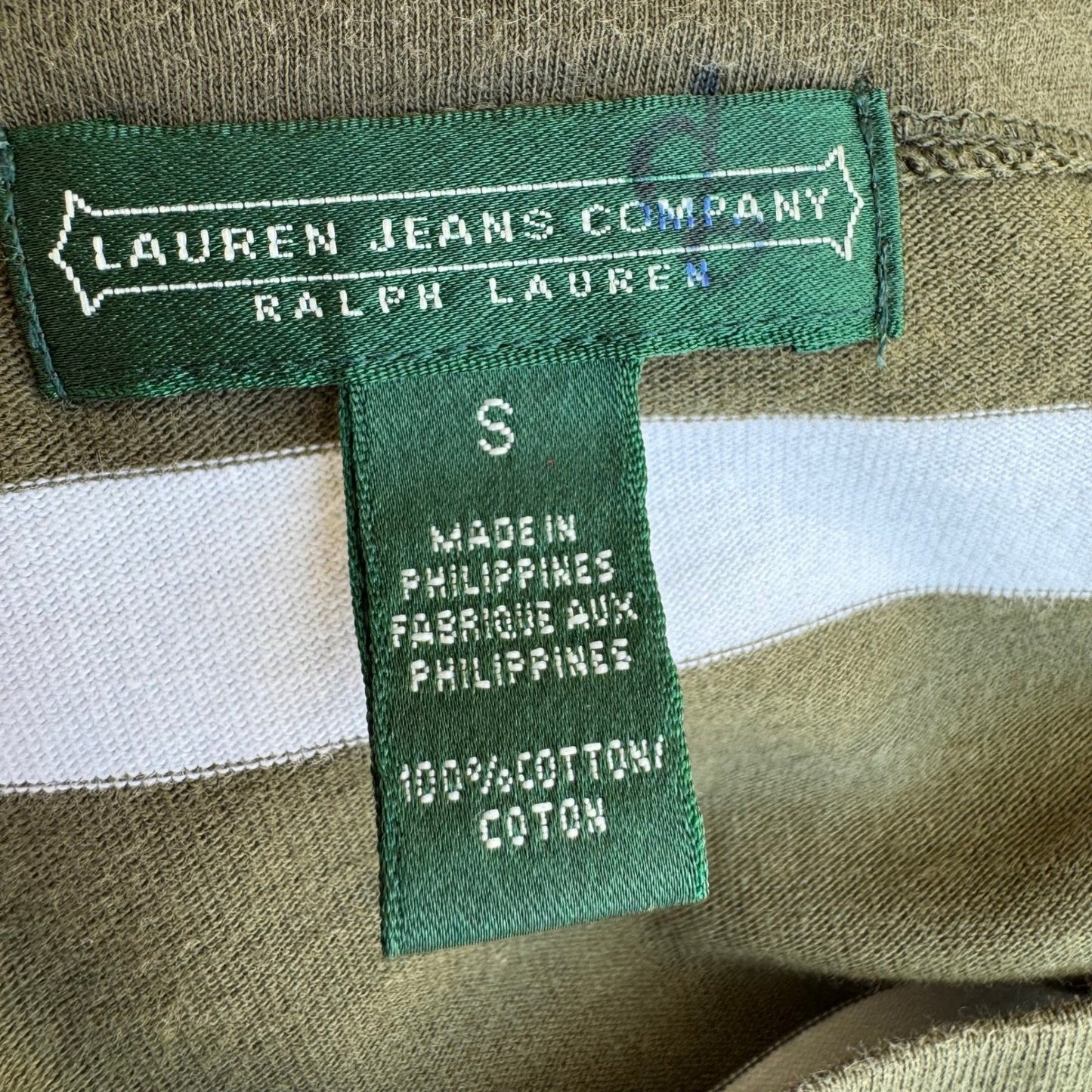 Lauren Ralph Lauren Green Nautical Striped Lace Up Sleeve Preppy Dress S Coastal