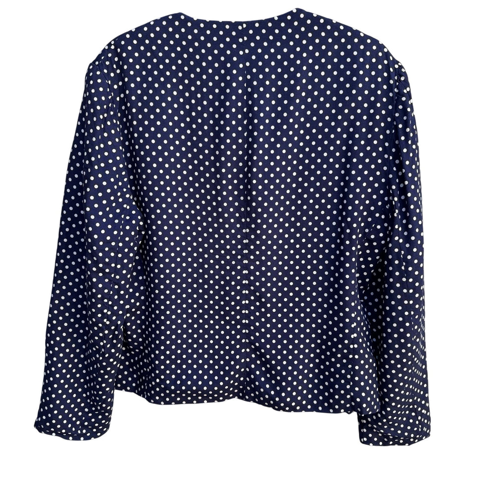 Russ Vintage Navy White Polka Dot Womens Retro Chic Lined Preppy Jacket Blazer