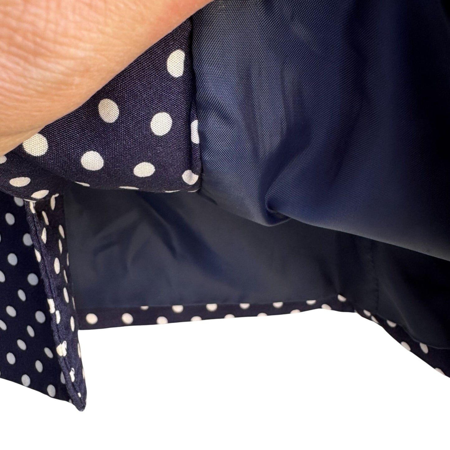 Russ Vintage Navy White Polka Dot Womens Retro Chic Lined Preppy Jacket Blazer