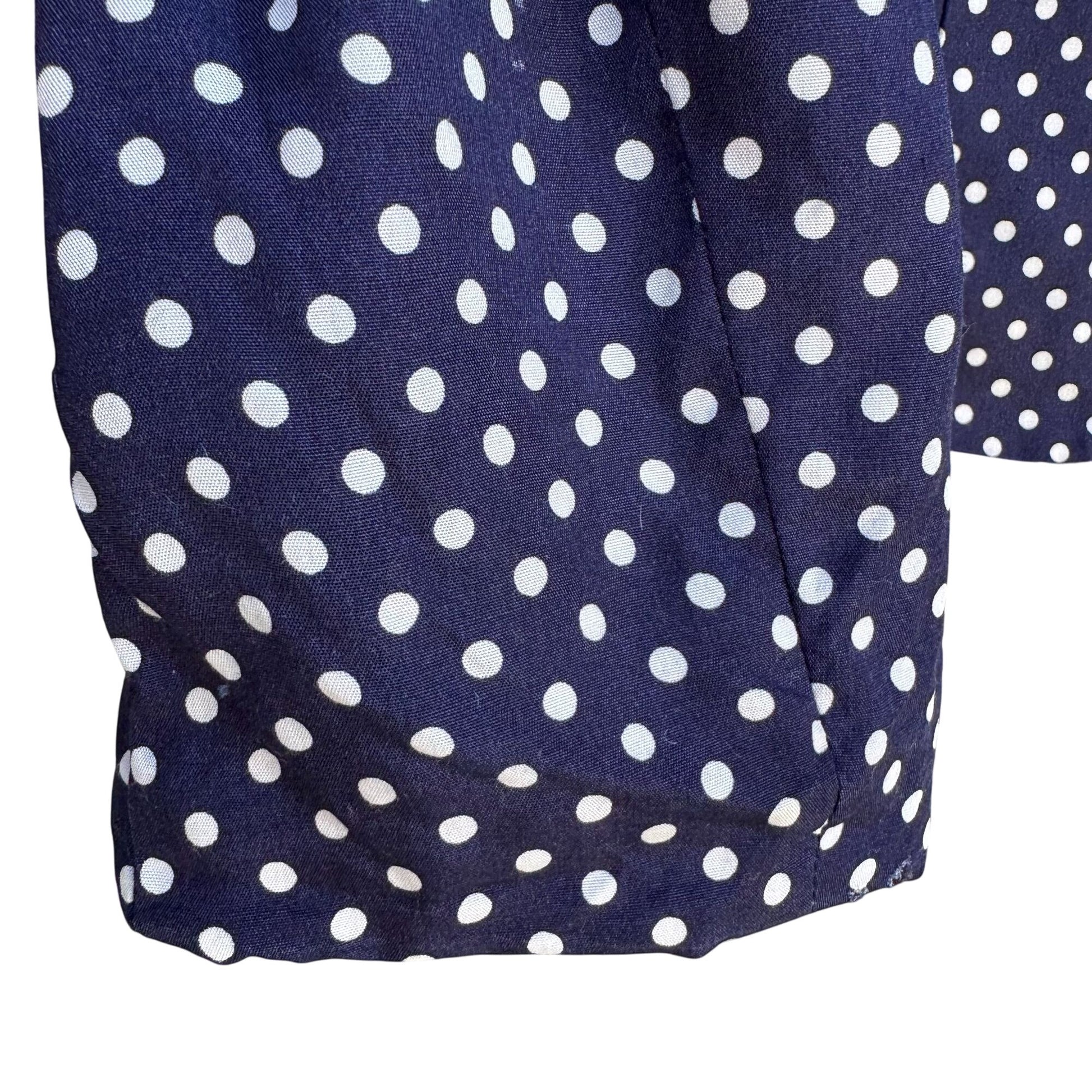 Russ Vintage Navy White Polka Dot Womens Retro Chic Lined Preppy Jacket Blazer