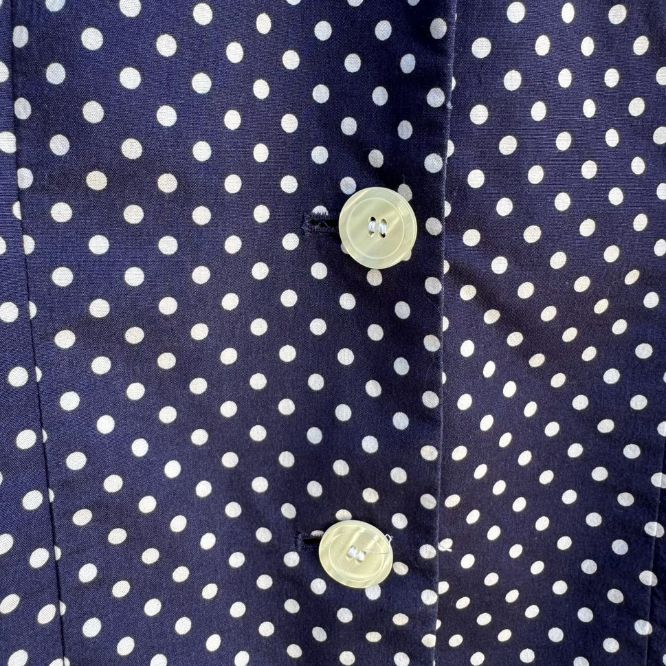 Russ Vintage Navy White Polka Dot Womens Retro Chic Lined Preppy Jacket Blazer