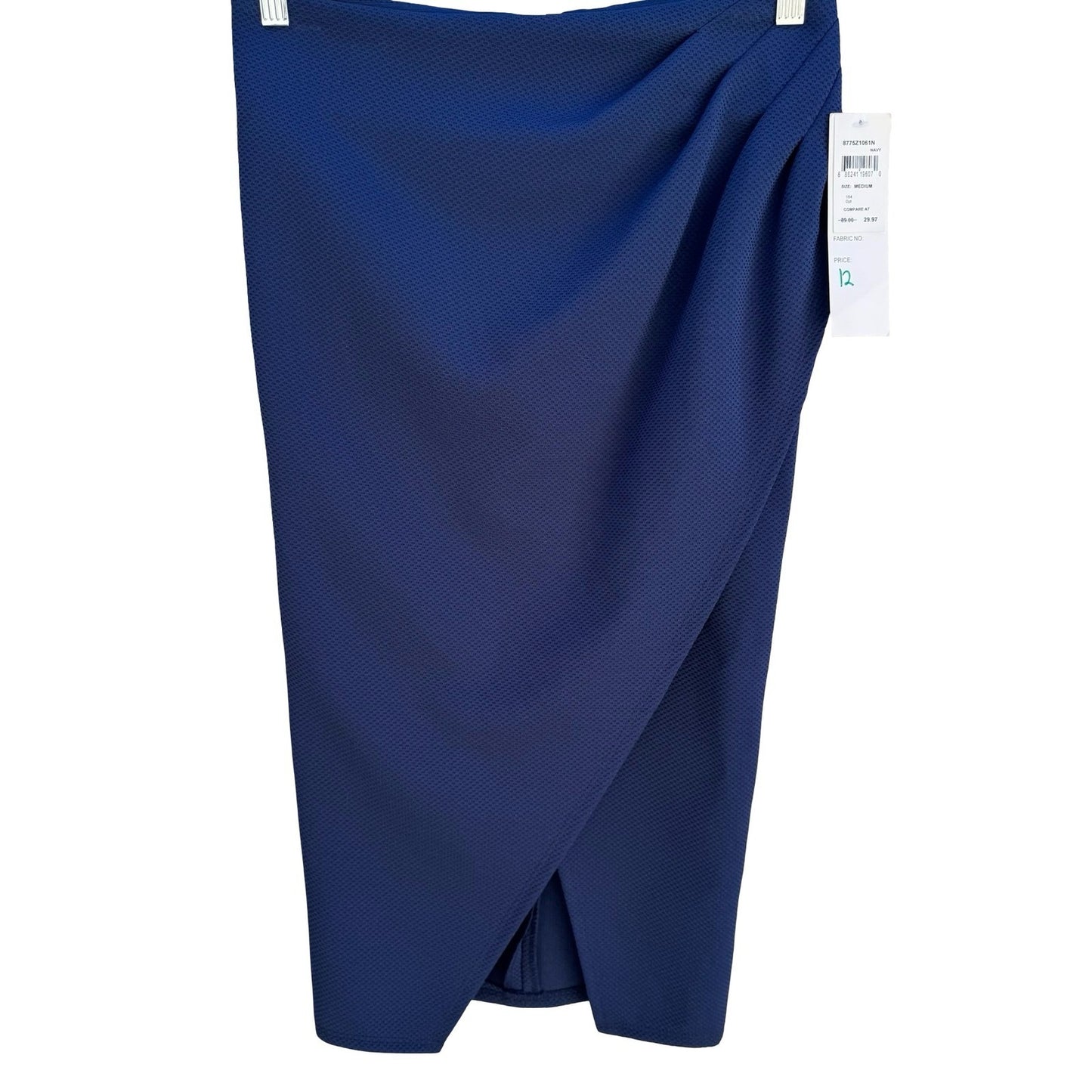 Lapis Navy Textured Honeycomb Draped Tulip Hem Bodycon Pencil Wiggle Skirt M NWT