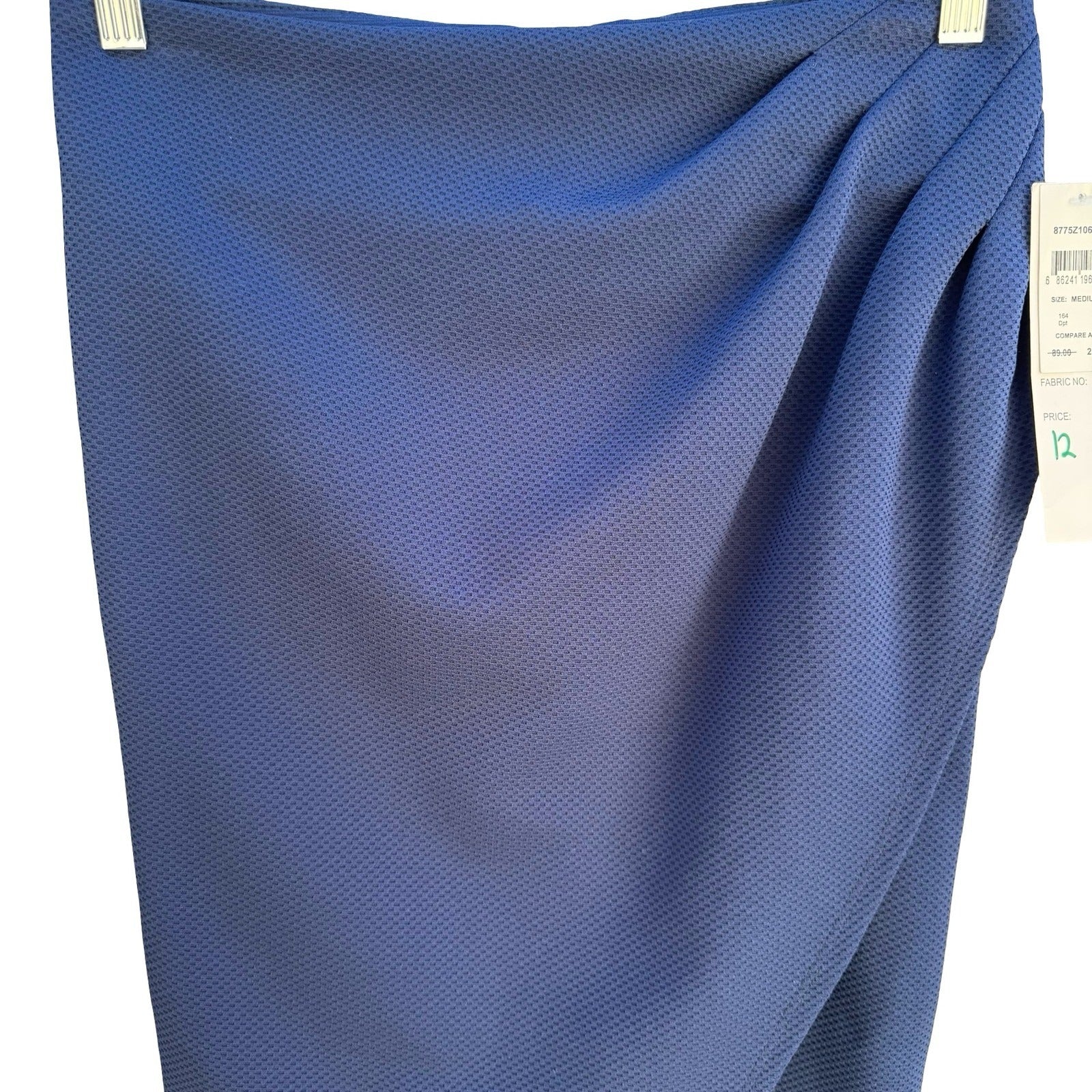 Lapis Navy Textured Honeycomb Draped Tulip Hem Bodycon Pencil Wiggle Skirt M NWT